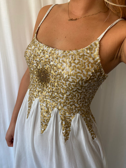 Vintage Ivory Sequin Dress