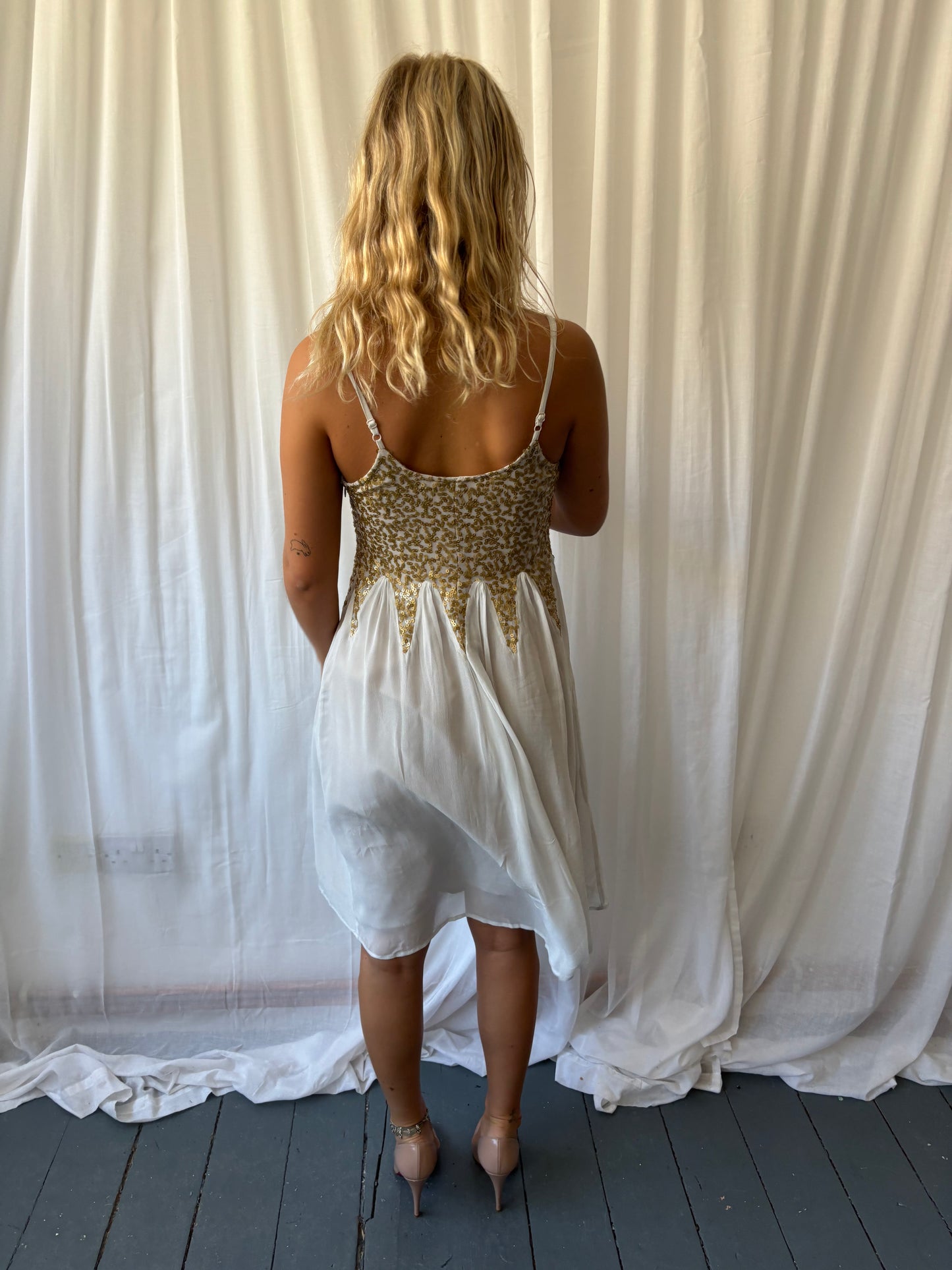 Vintage Ivory Sequin Dress