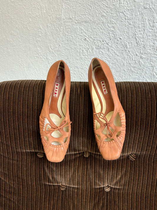 Marni Salmon Leather Kitten Heels