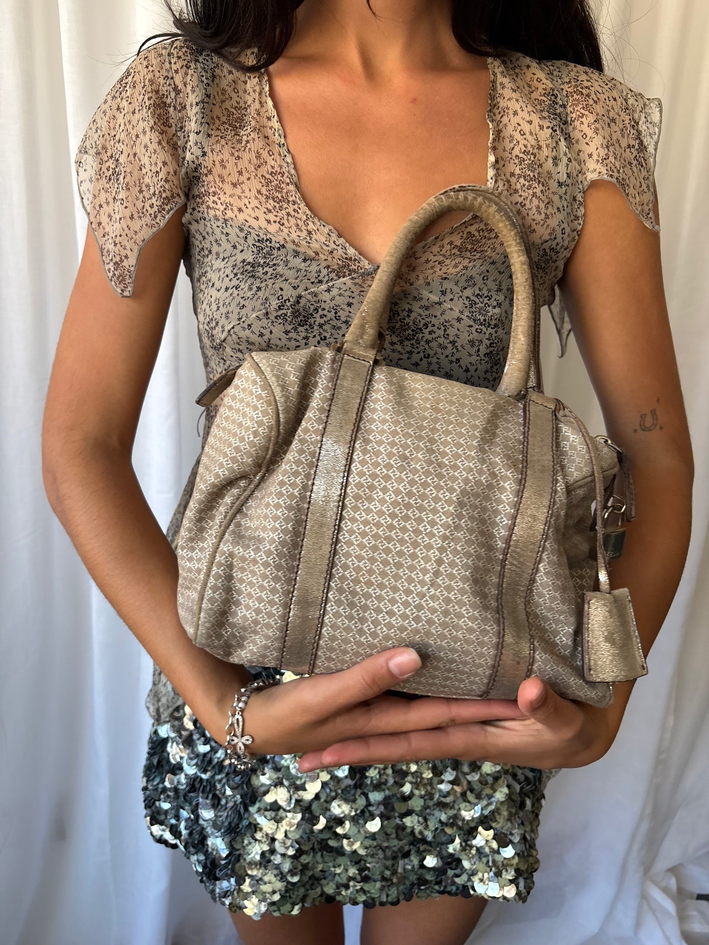 Fendi Metallic Monogram Bowling Bag