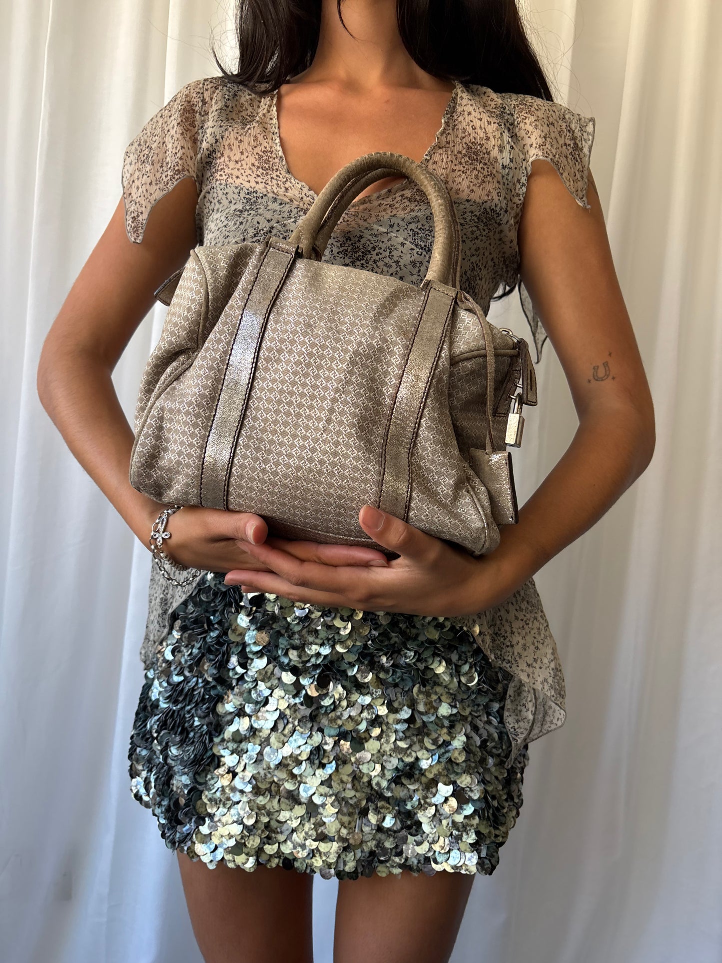 Fendi Metallic Monogram Bowling Bag