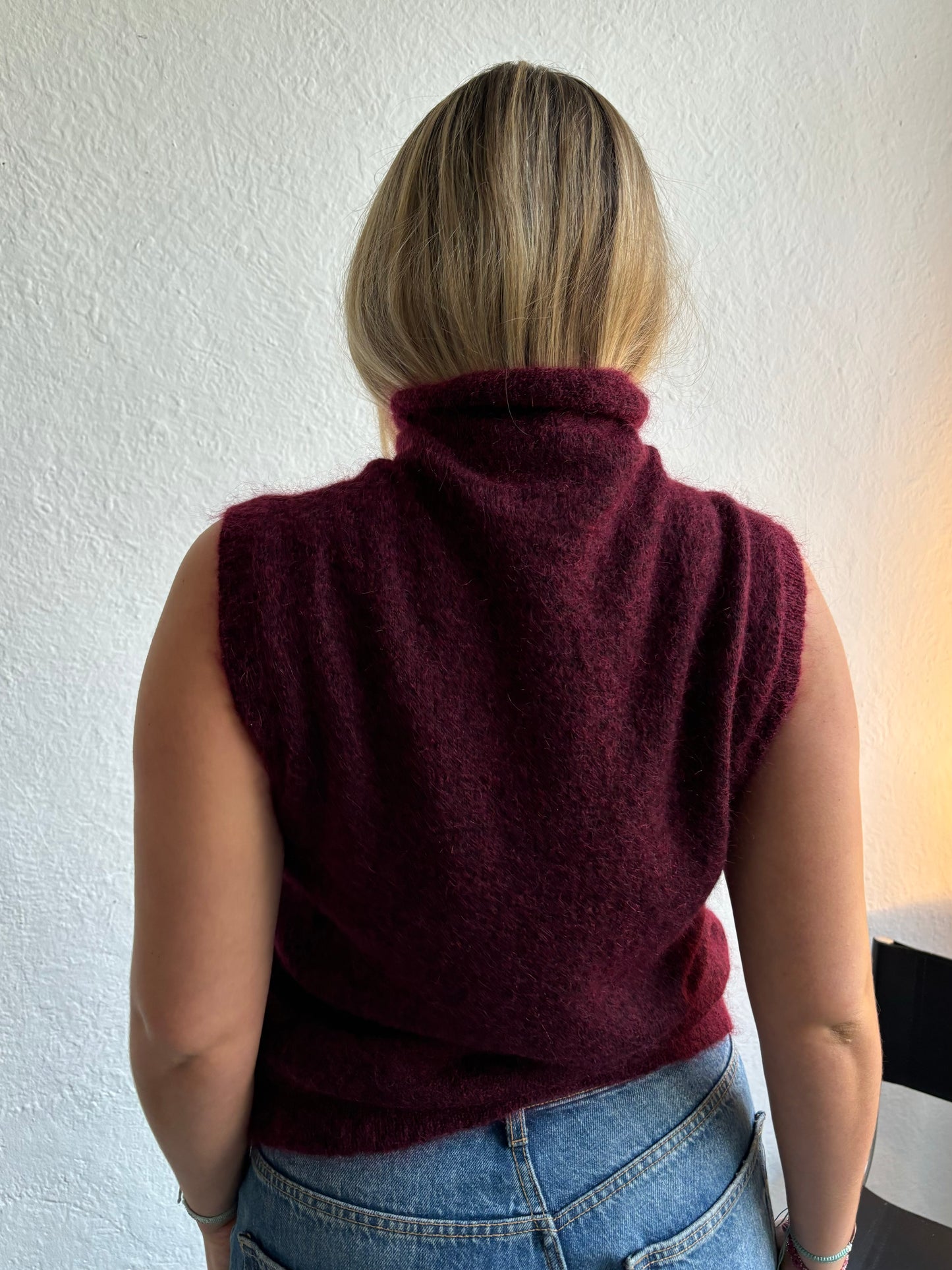 DKNY Burgundy Sleeveless Knit Jumper