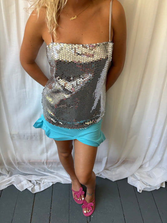 United Colors of Benetton Silver Sequin Top