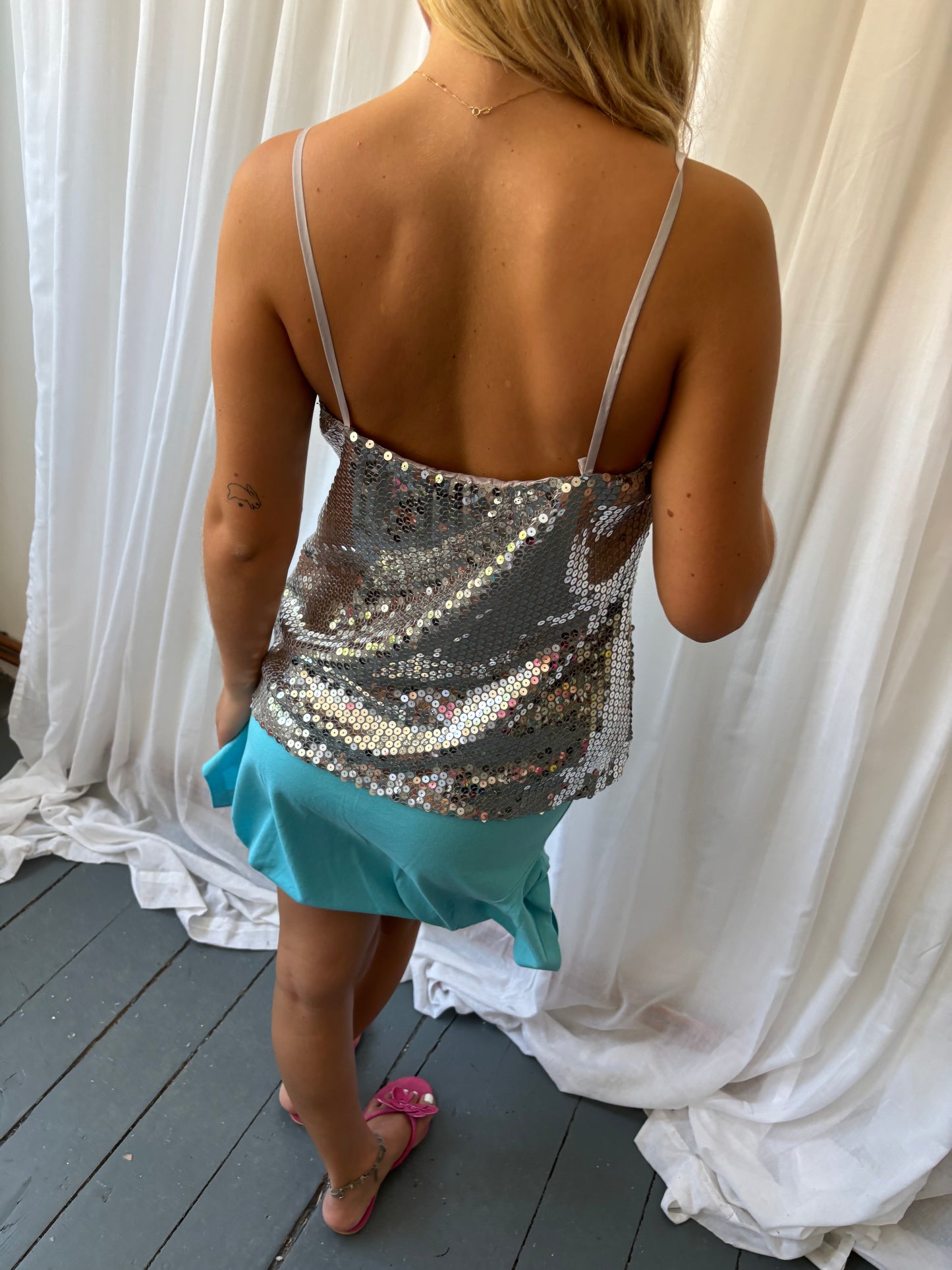 United Colors of Benetton Silver Sequin Top