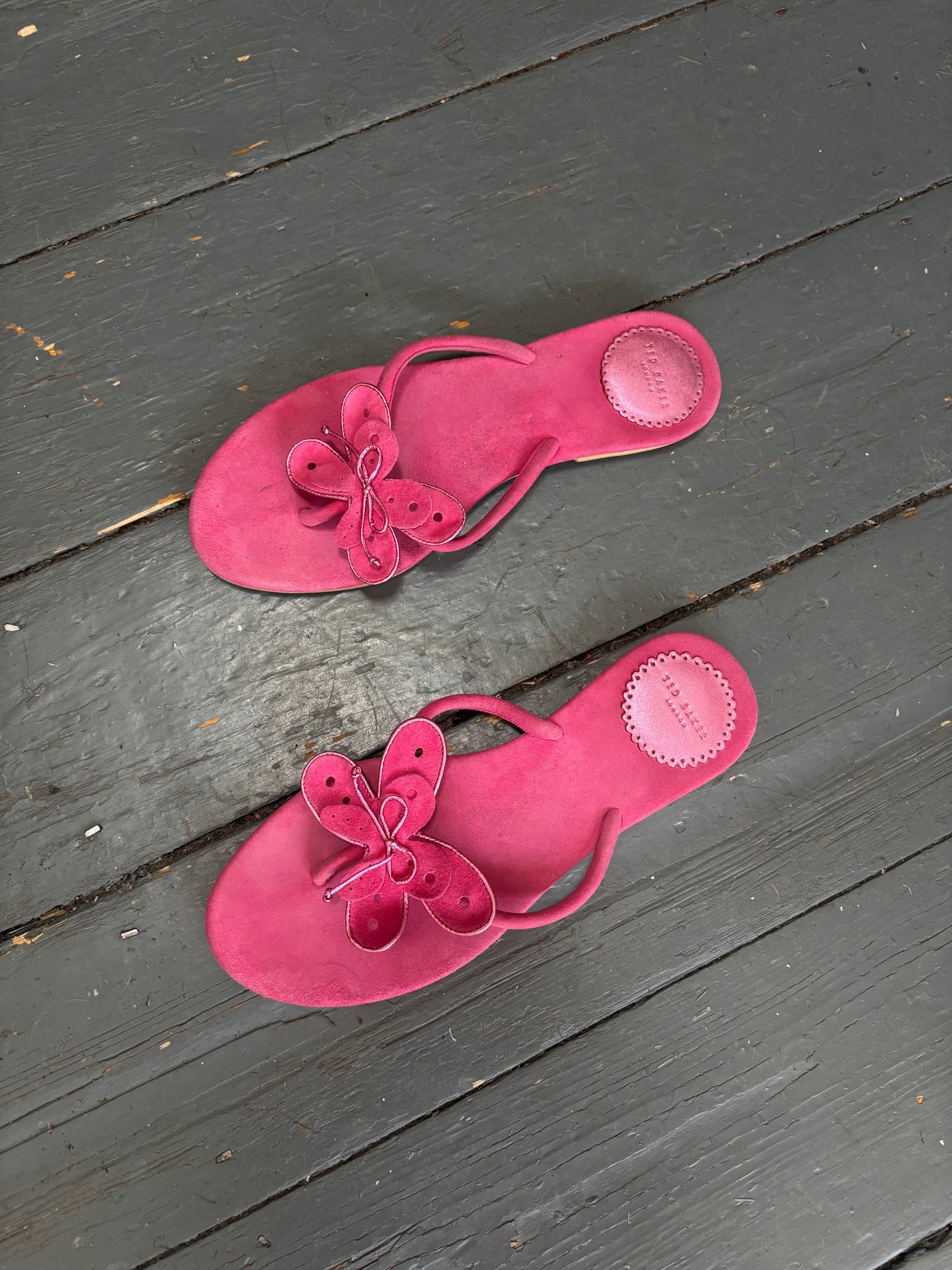 Ted Baker Pink Suede Flip Flops