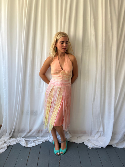 Shelli Segal Peach Halter Dress