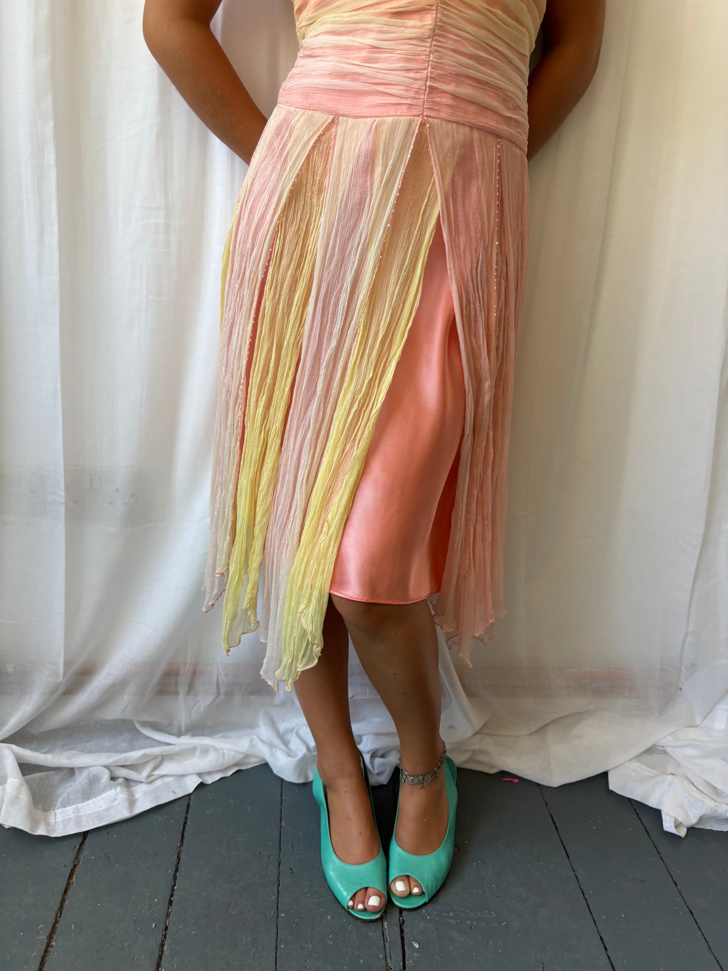 Shelli Segal Peach Halter Dress