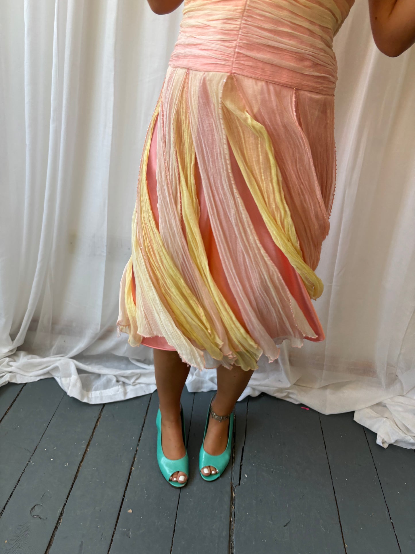 Shelli Segal Peach Halter Dress