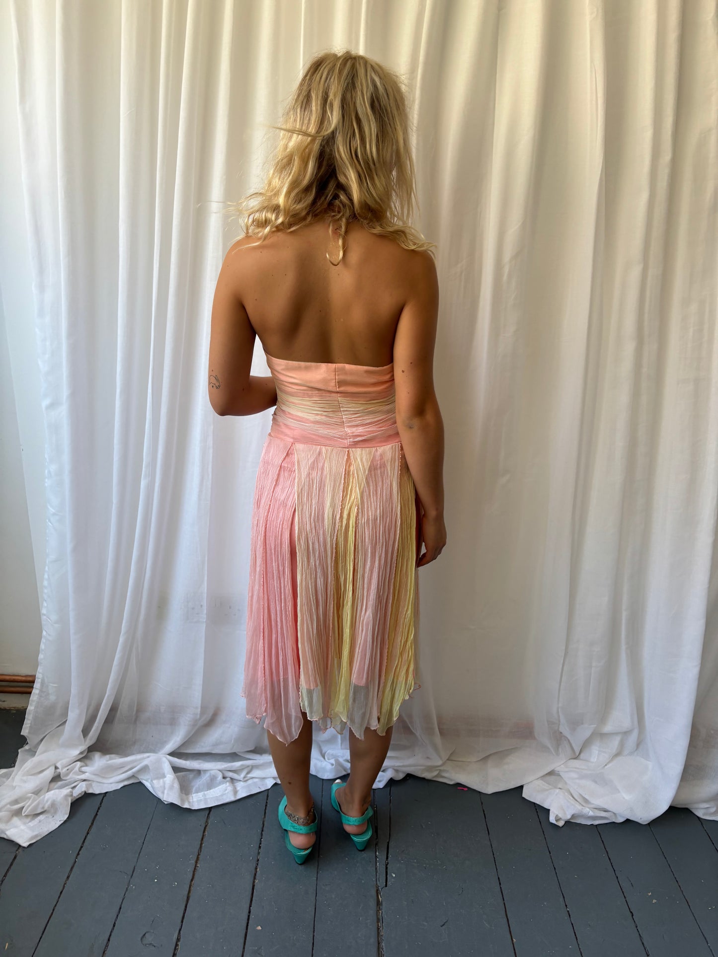 Shelli Segal Peach Halter Dress