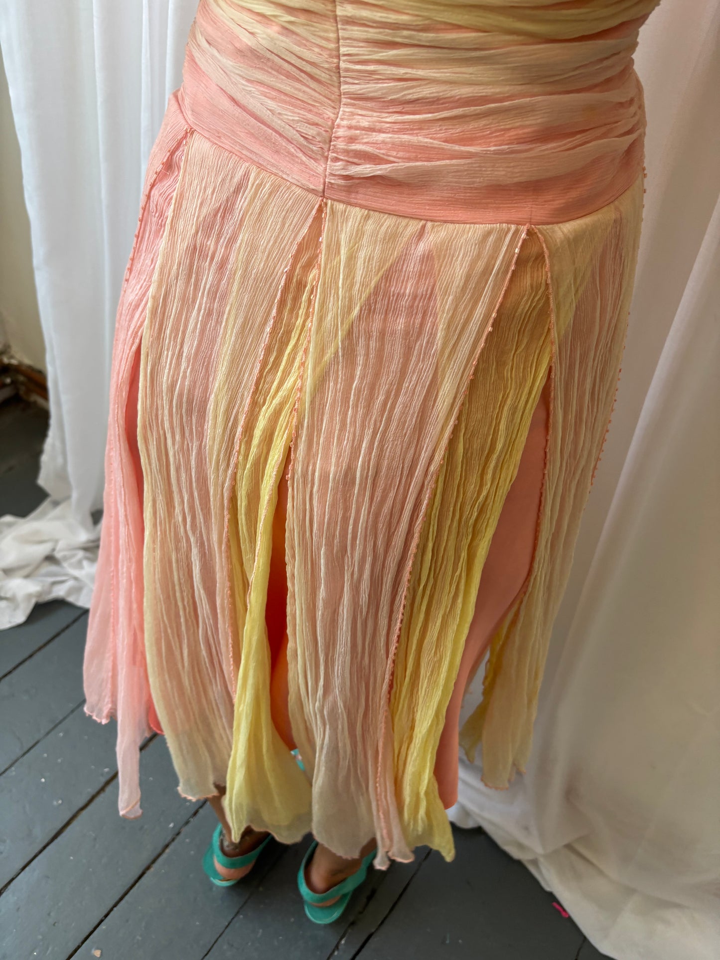 Shelli Segal Peach Halter Dress