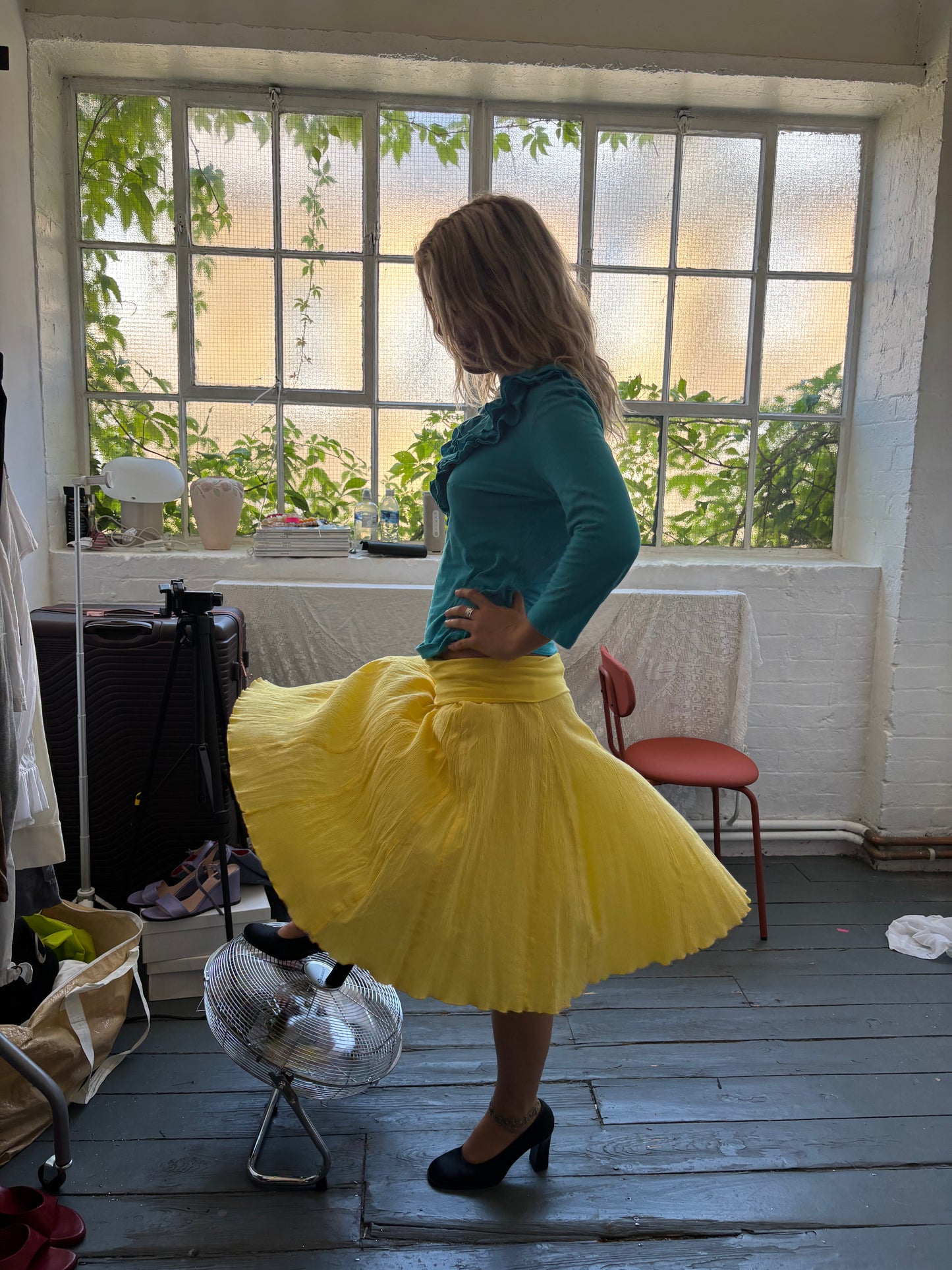 DKNY Yellow Knee Length Skirt