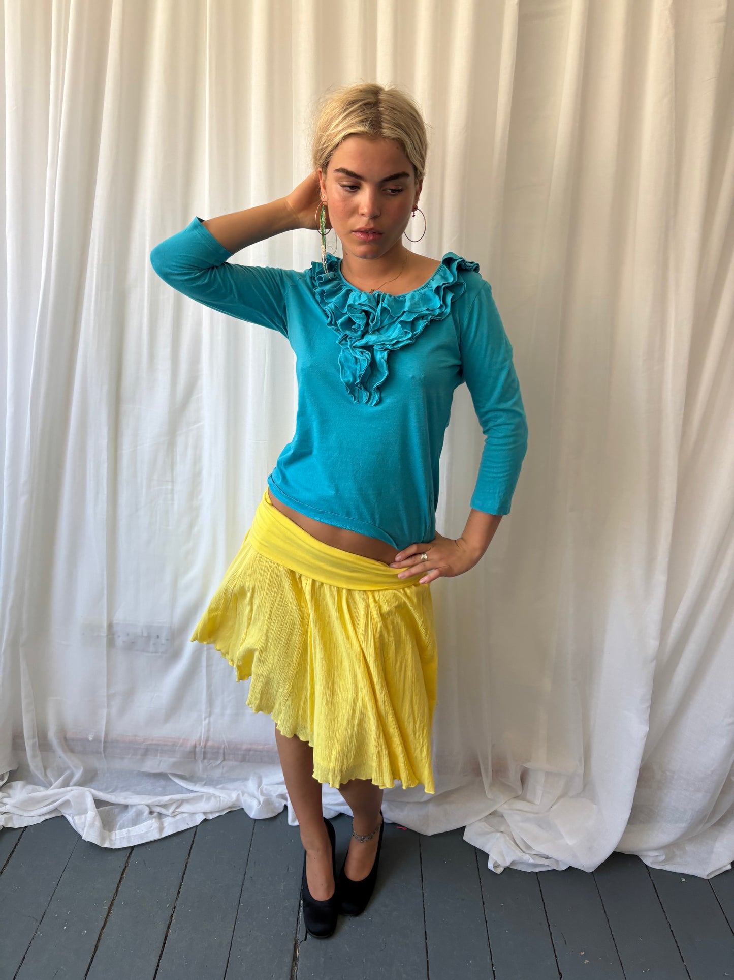 DKNY Yellow Knee Length Skirt