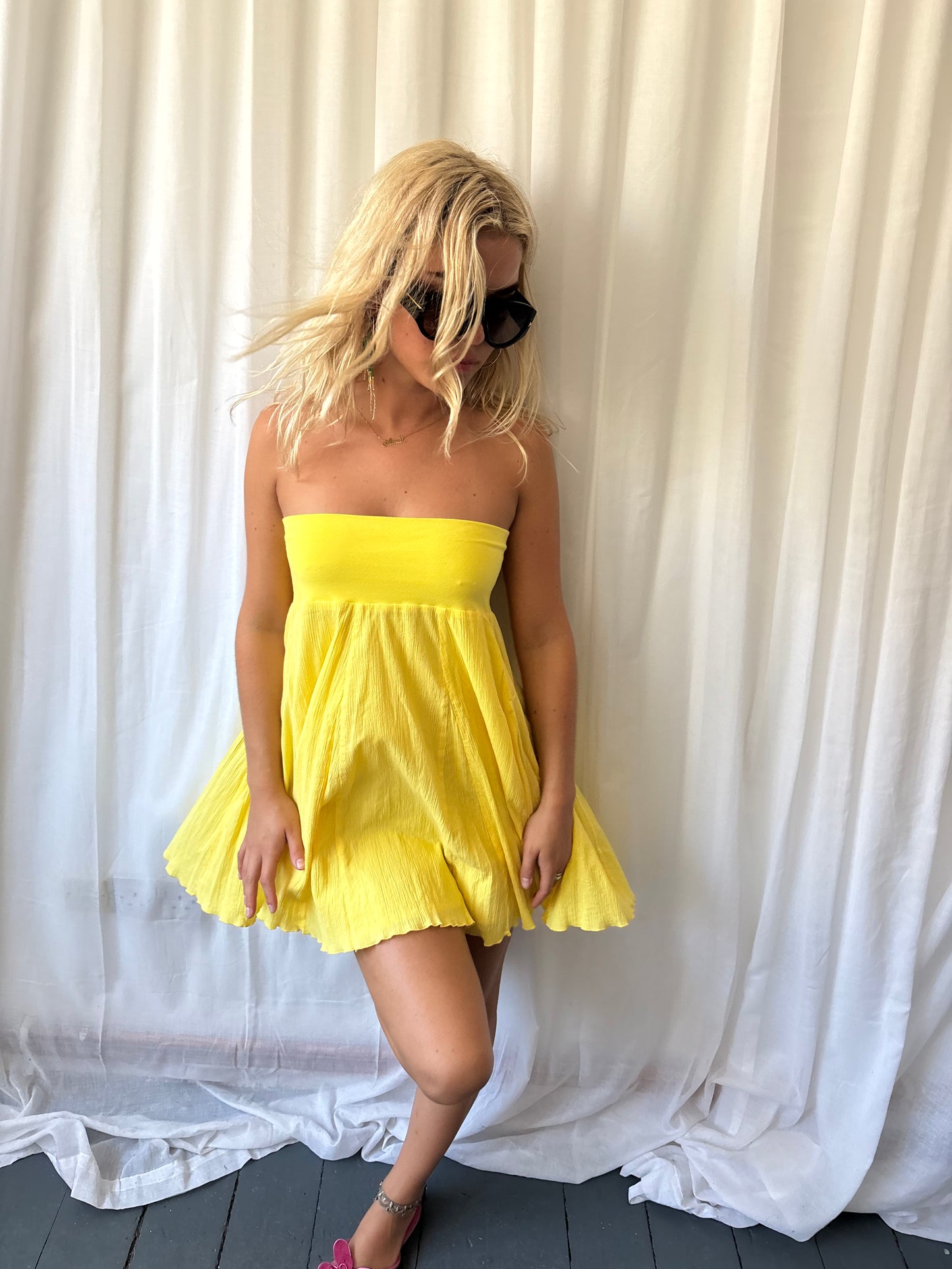 DKNY Yellow Knee Length Skirt