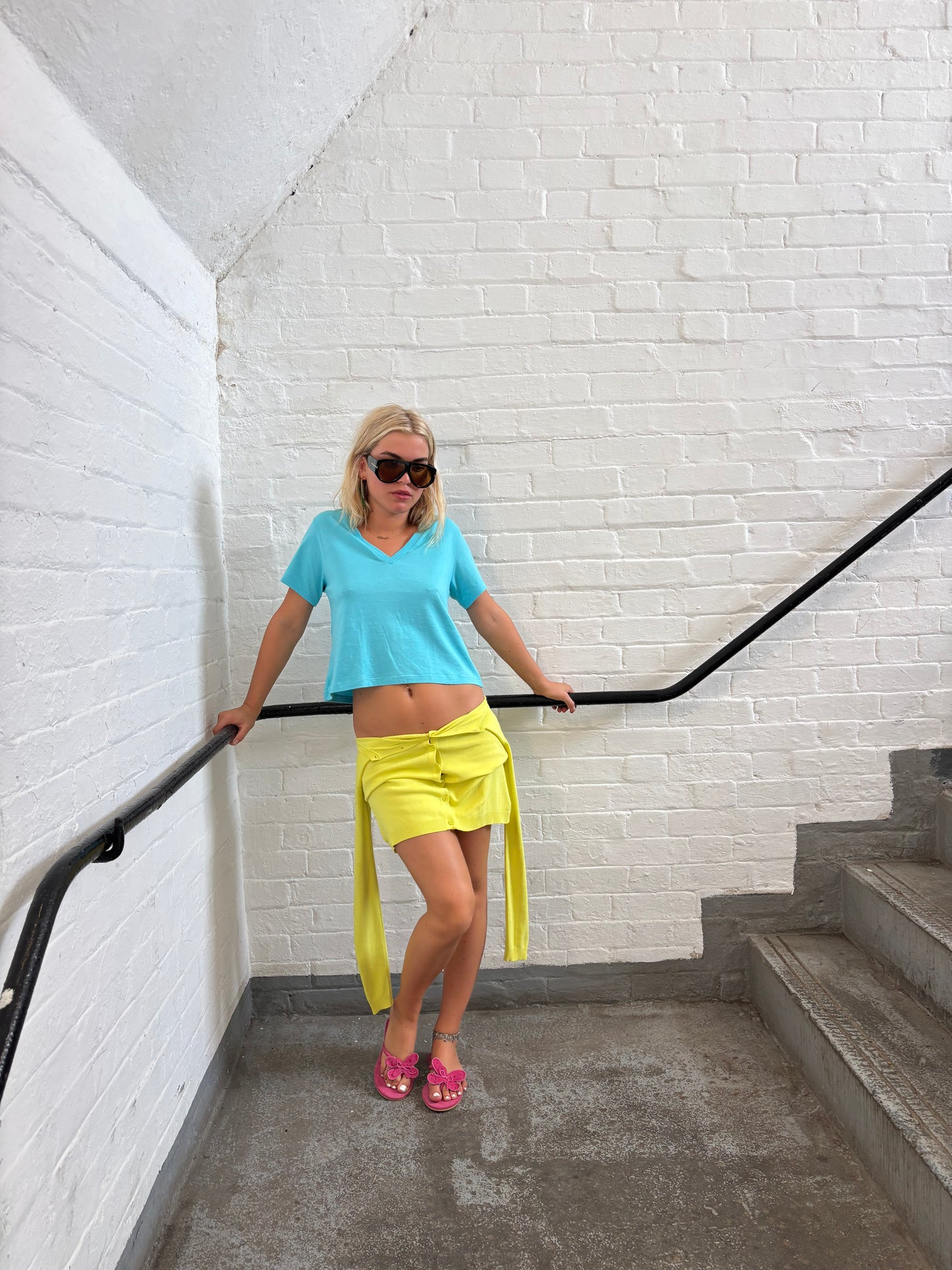 Sisley Turquoise V-neck T-shirt