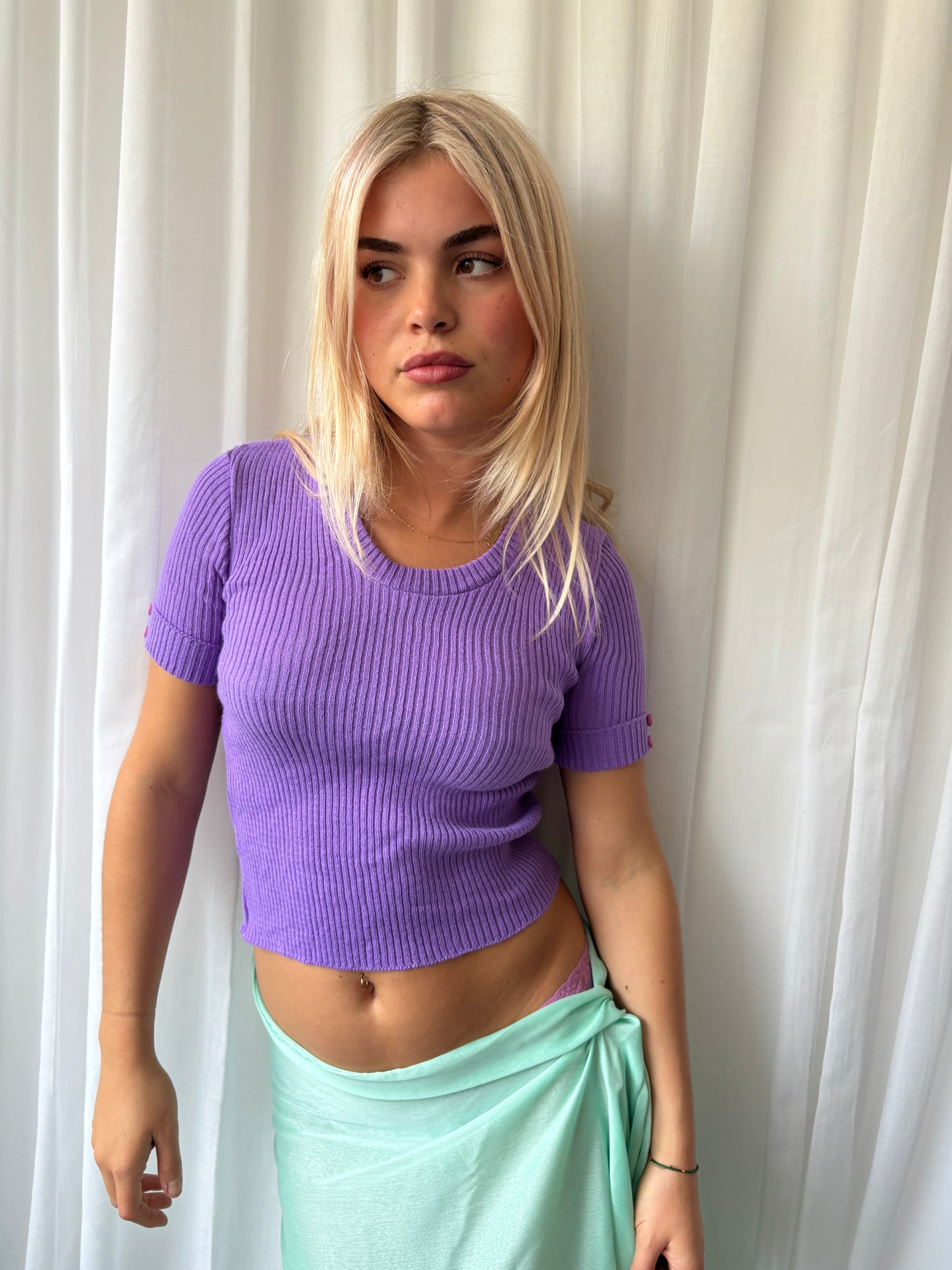 Vintage 70s Purple Knit Top