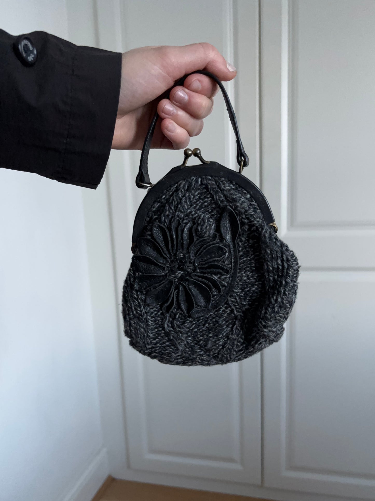 Moschino Grey Knit Purse