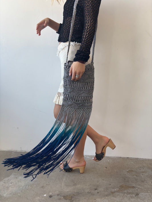 Vintage Crochet Fringed Bag