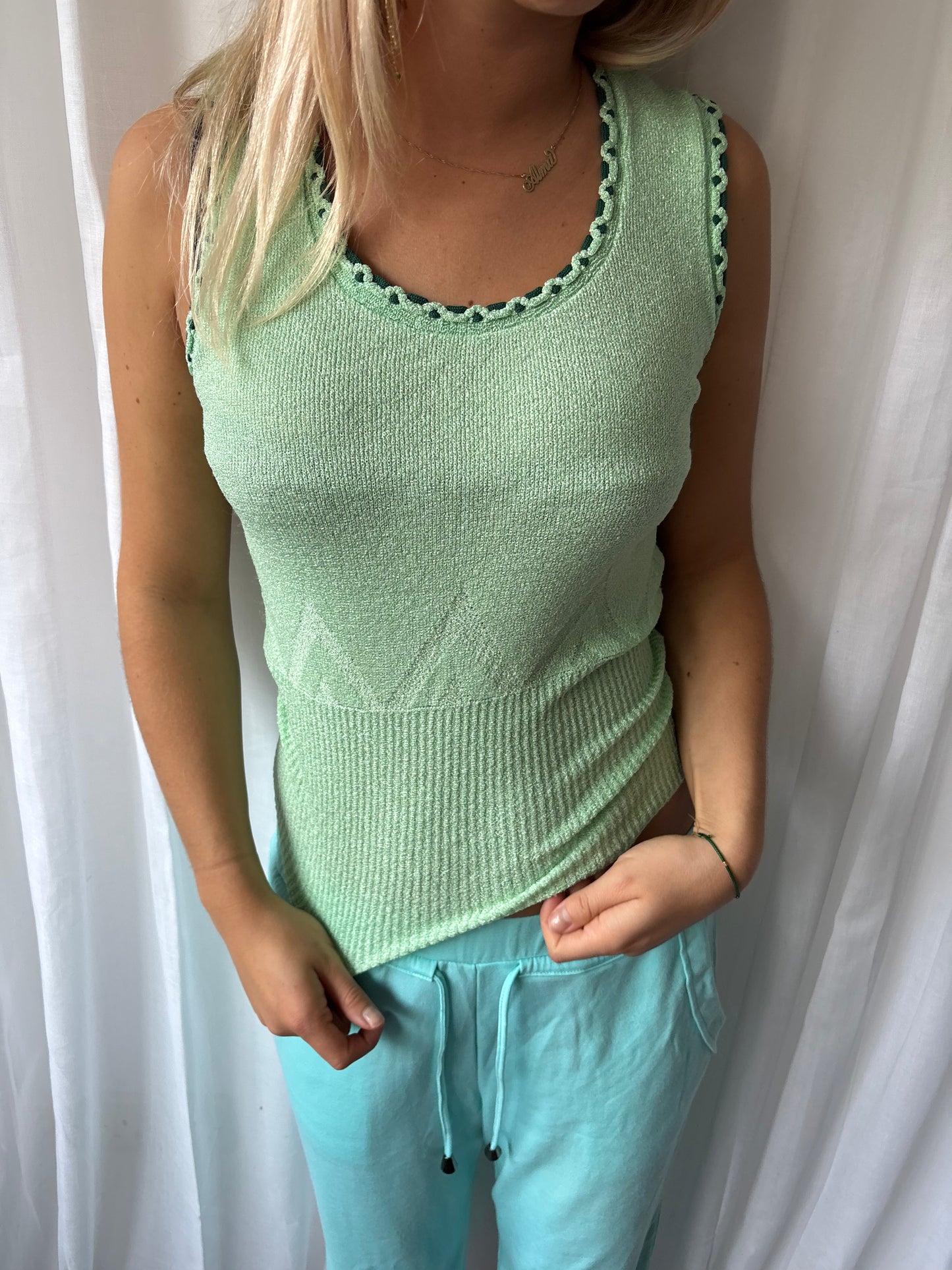 Vintage 70s Green Knit Vest