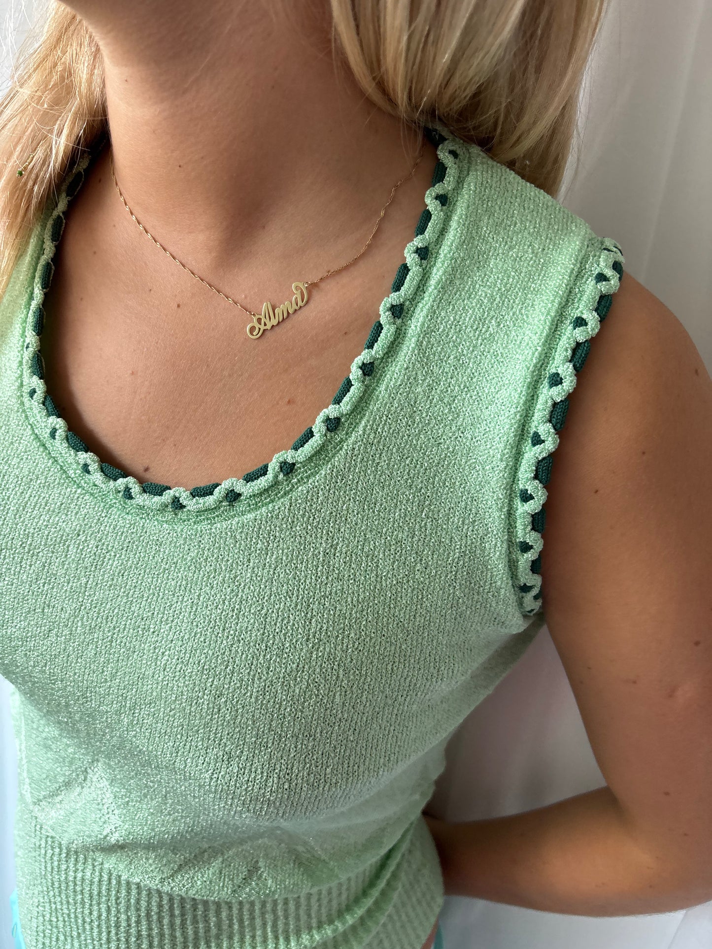 Vintage 70s Green Knit Vest
