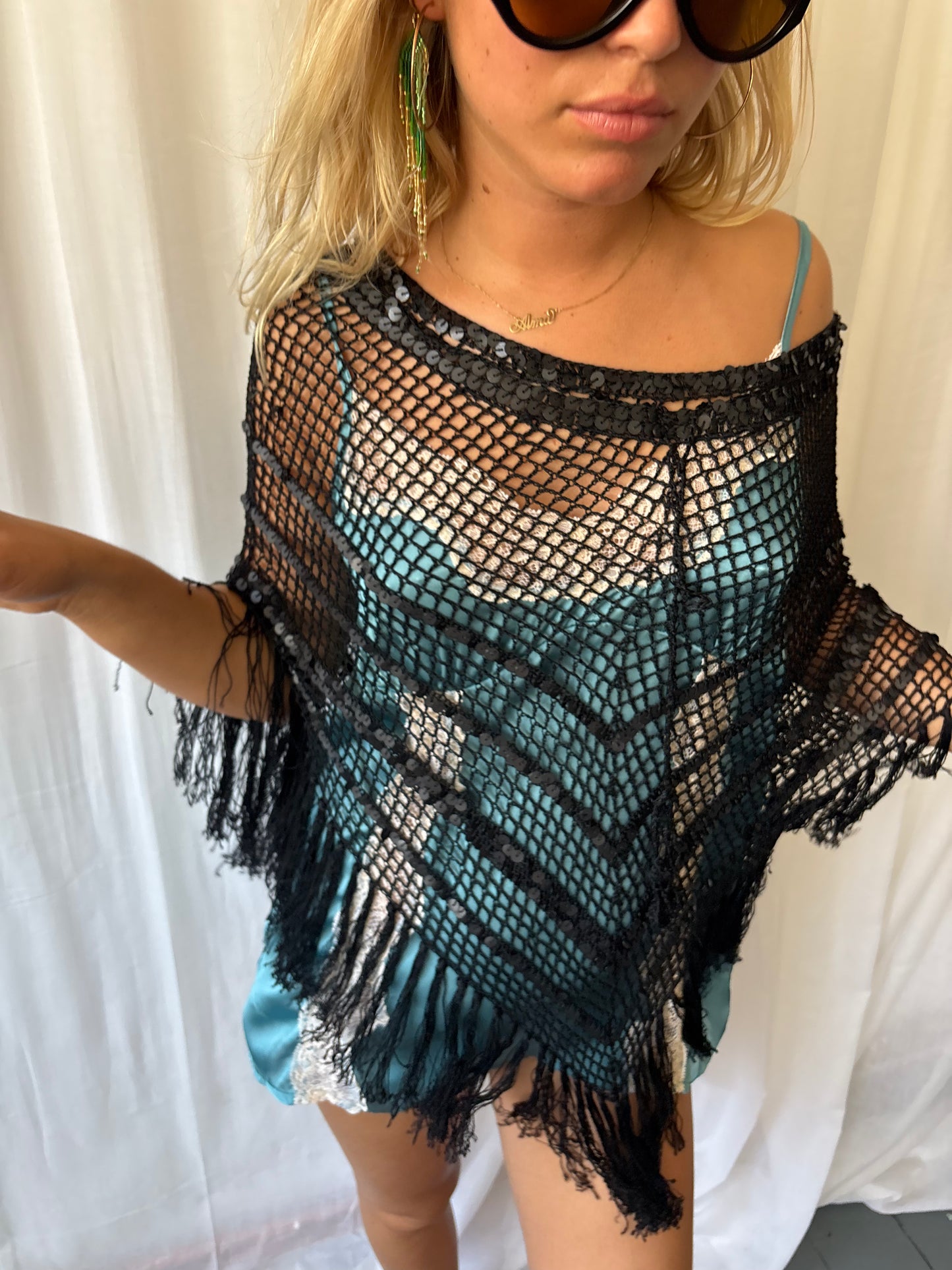 Vintage Black Fringe Skirt