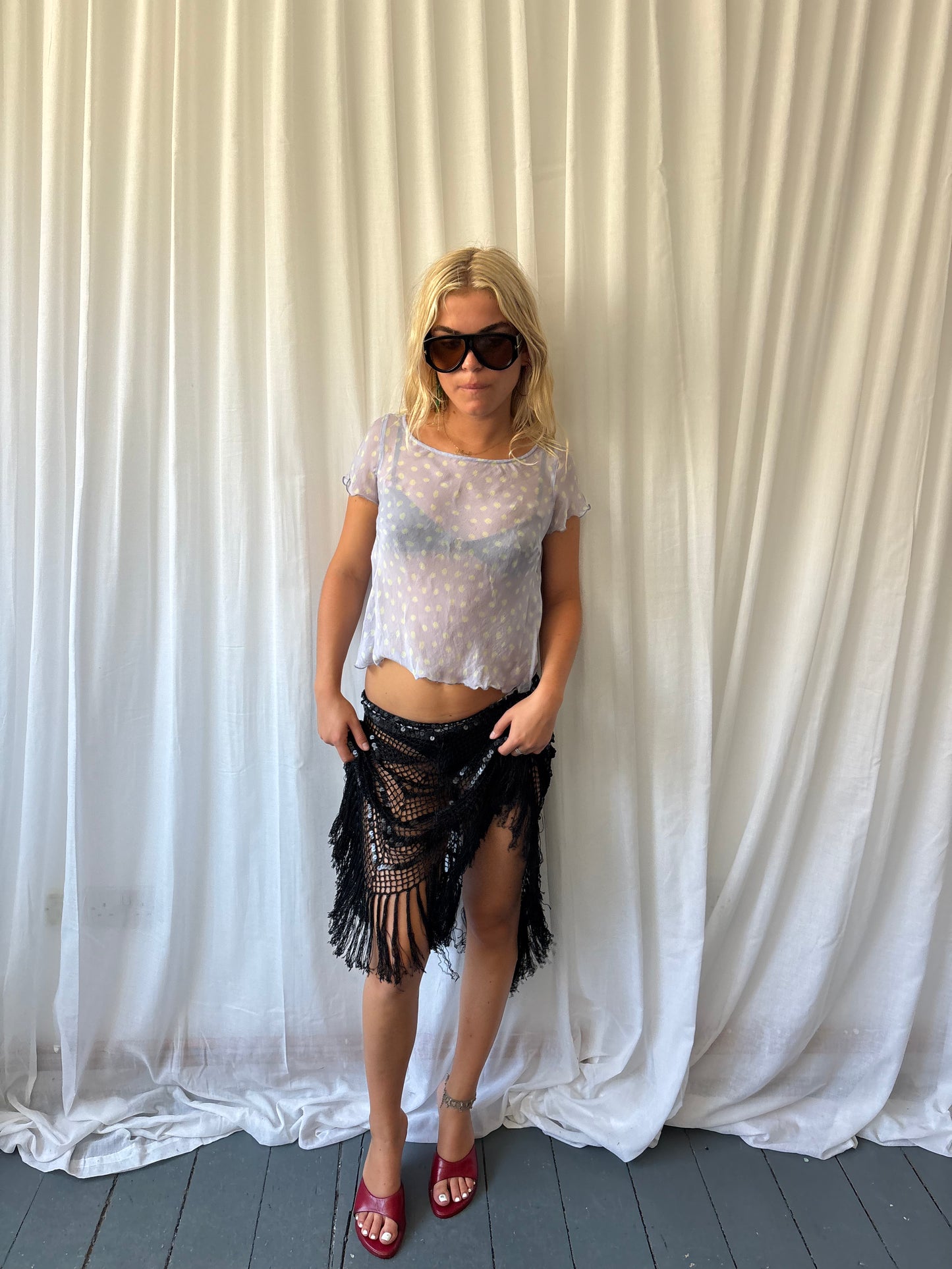 Frank Usher Lilac Polka Dot Top