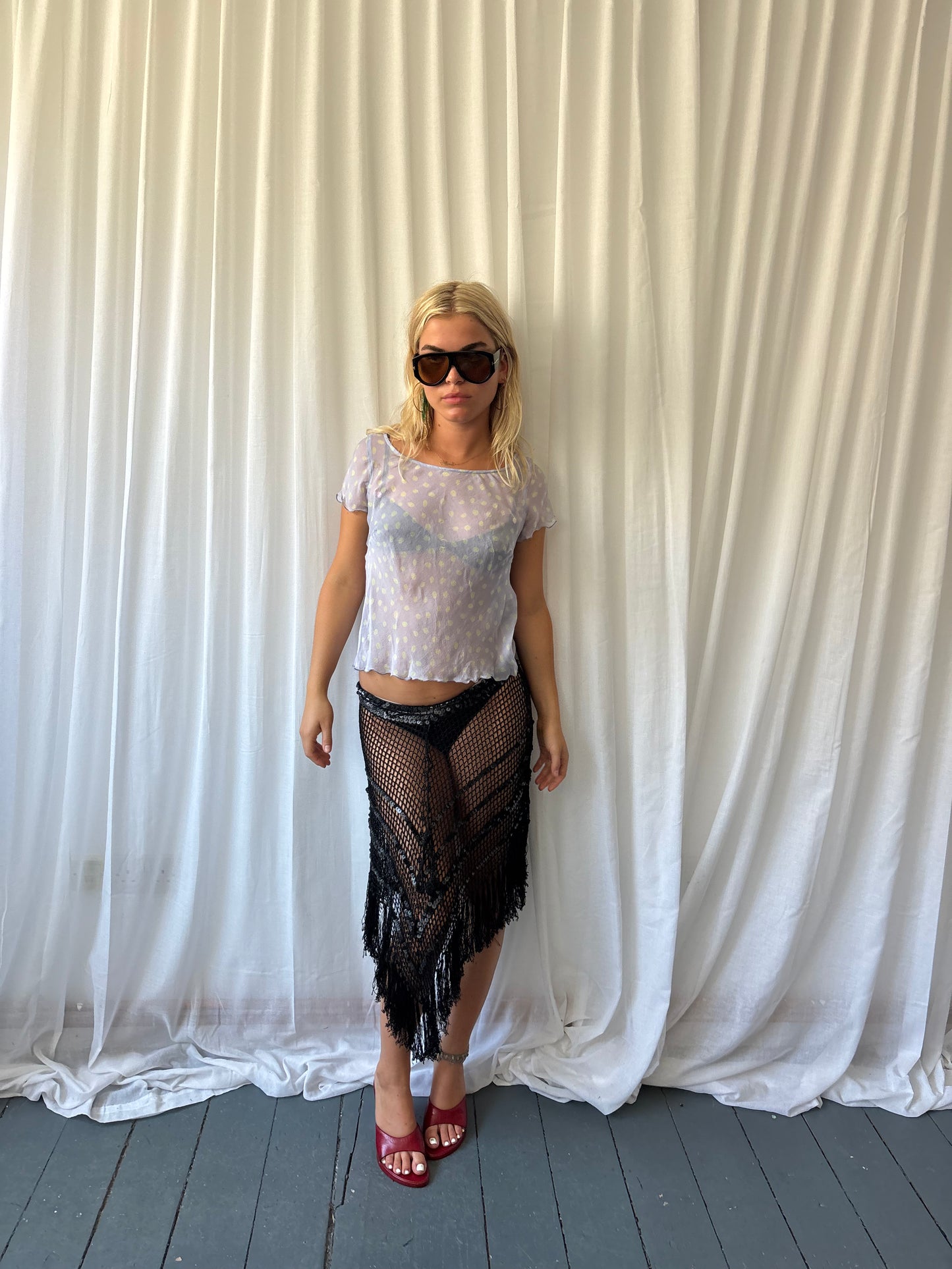 Frank Usher Lilac Polka Dot Top