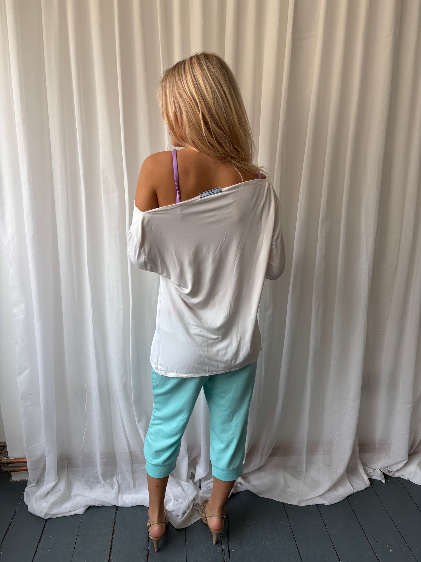 Prada White Cowl Neck Top