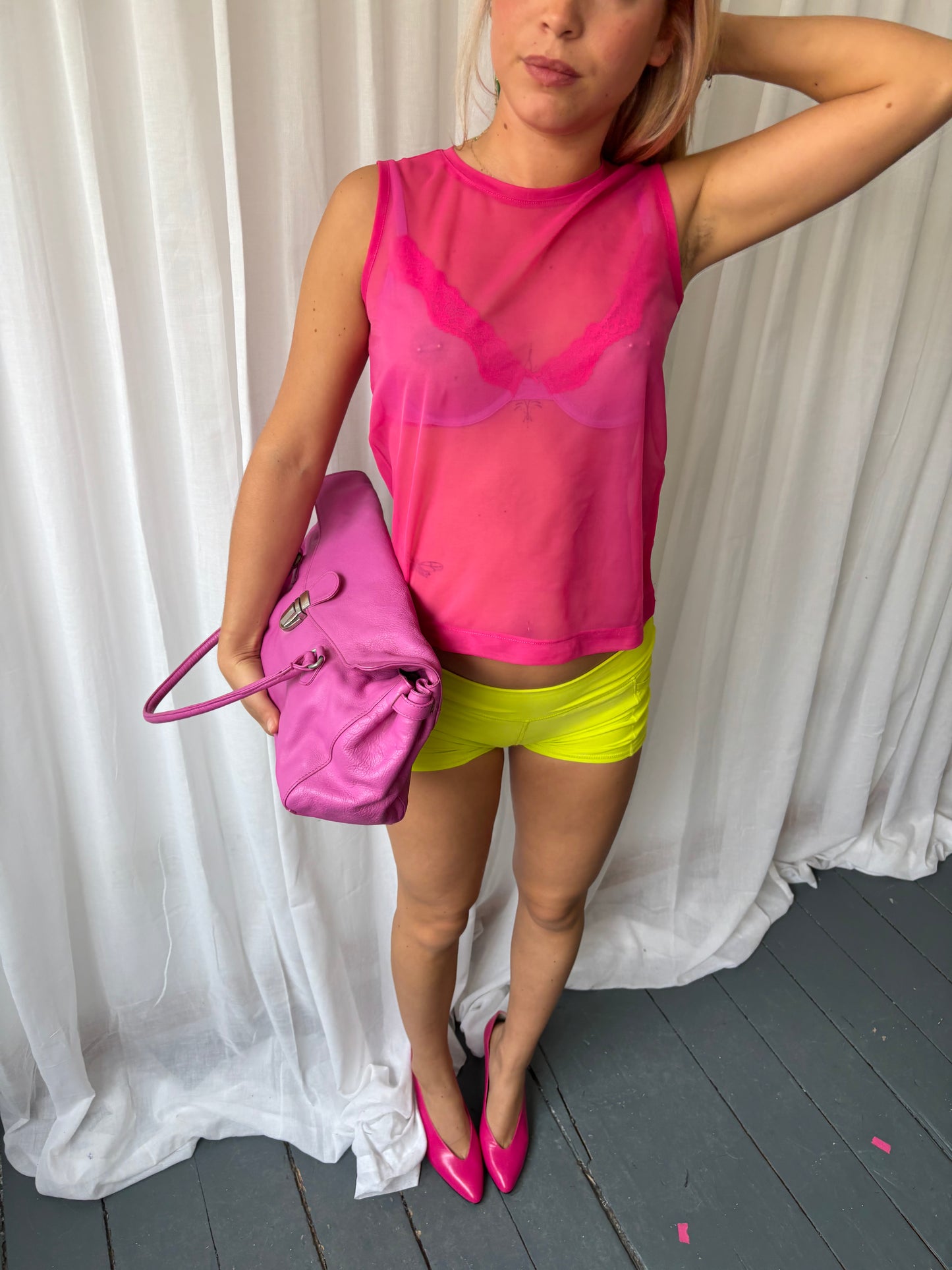 DKNY Pink Sheer Top
