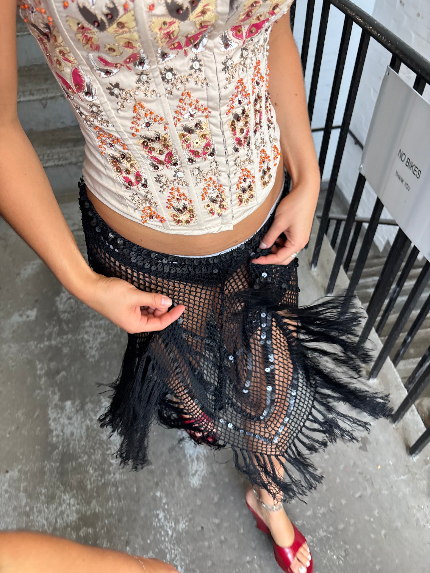 Vintage Black Fringe Skirt