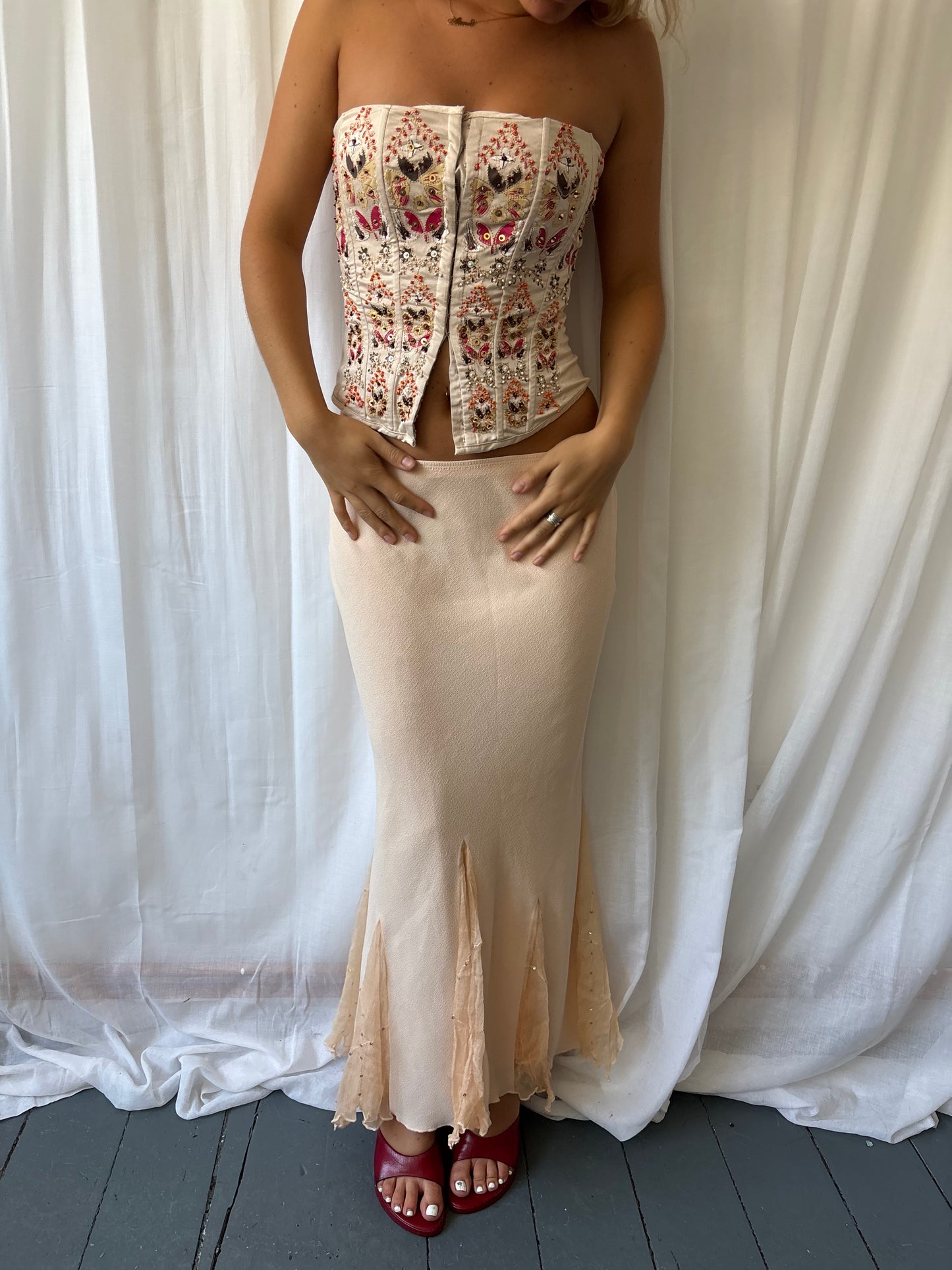Vintage Peach Maxi Skirt