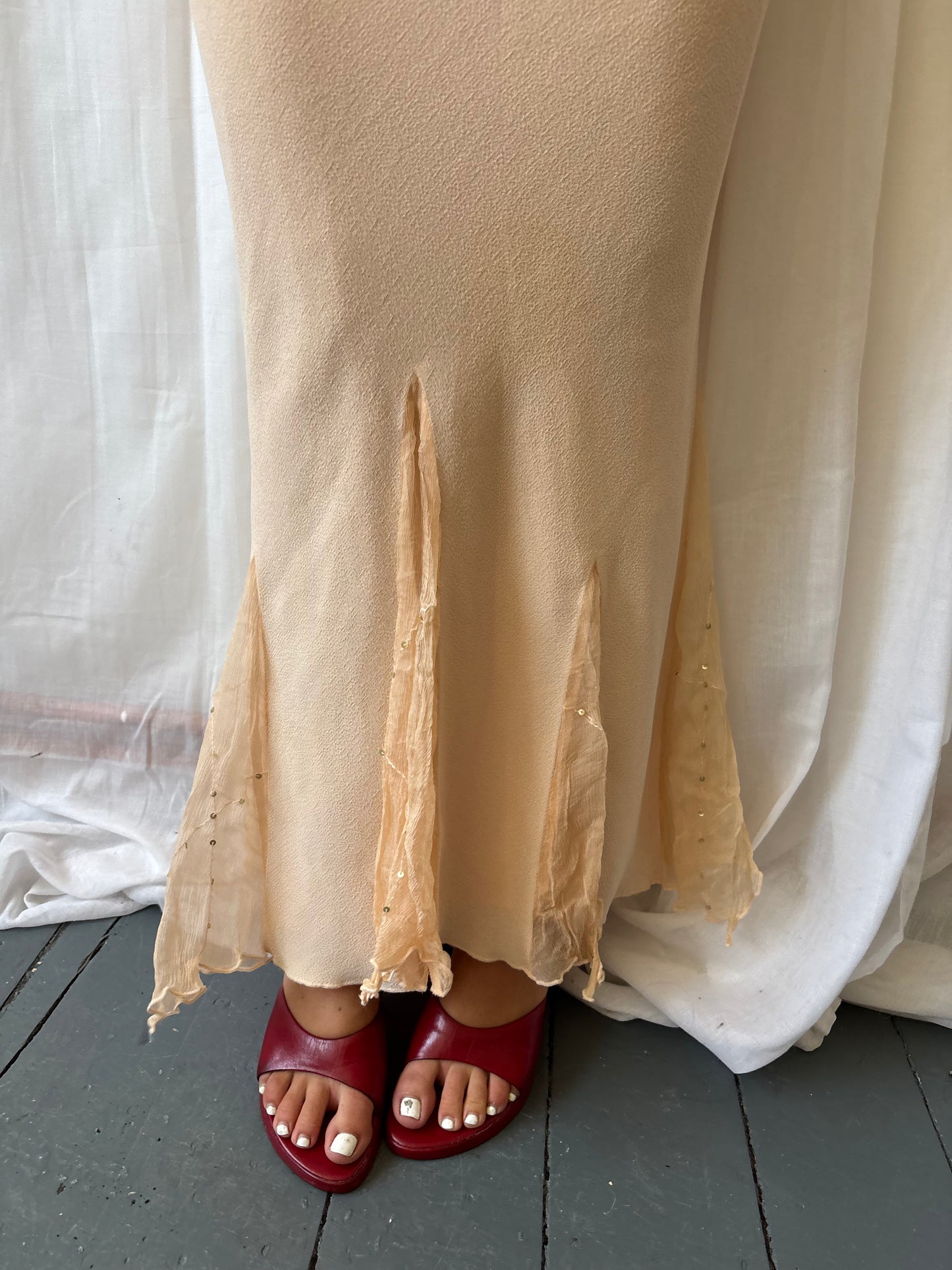 Vintage Peach Maxi Skirt