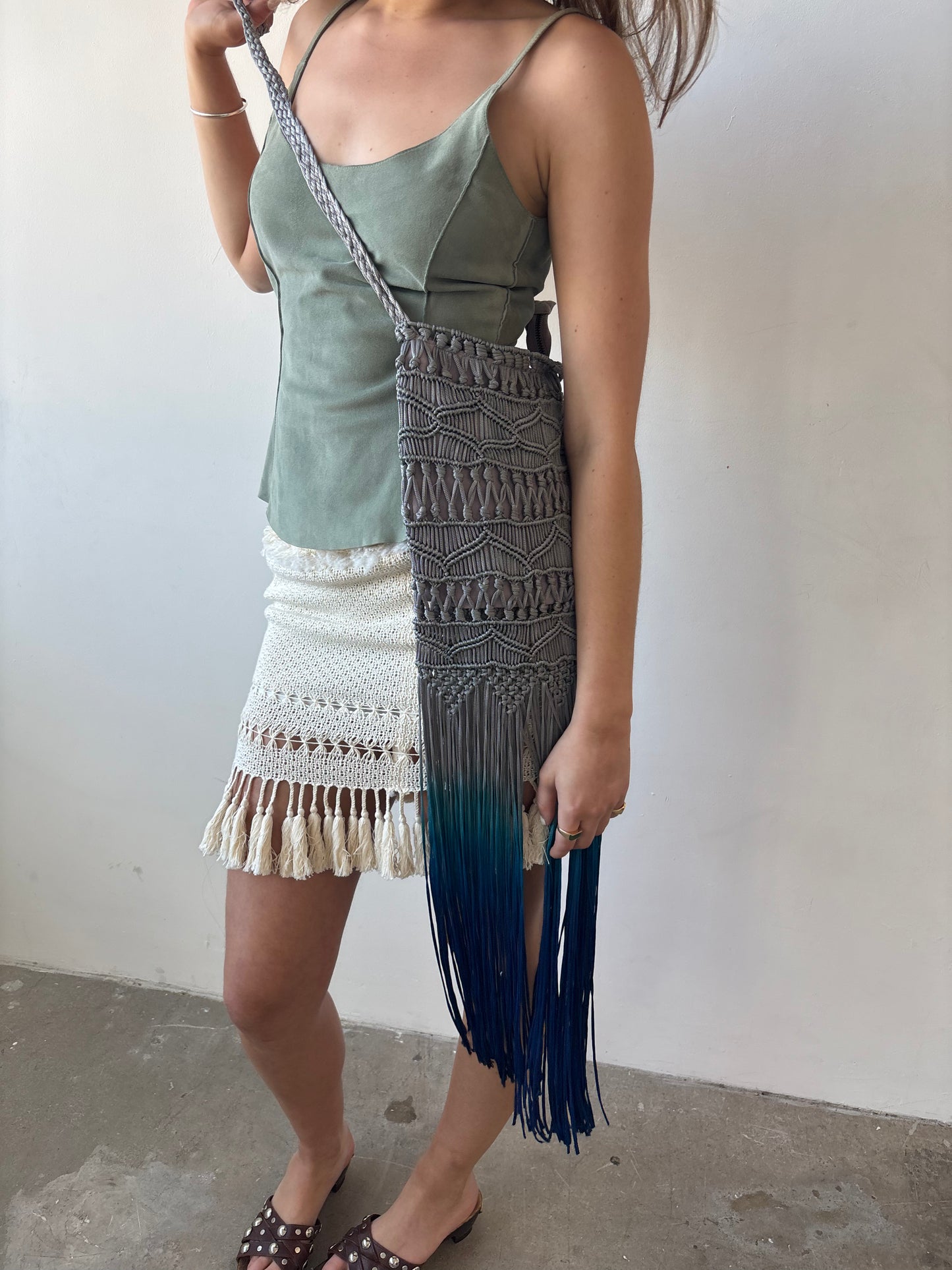 Vintage Crochet Fringed Bag