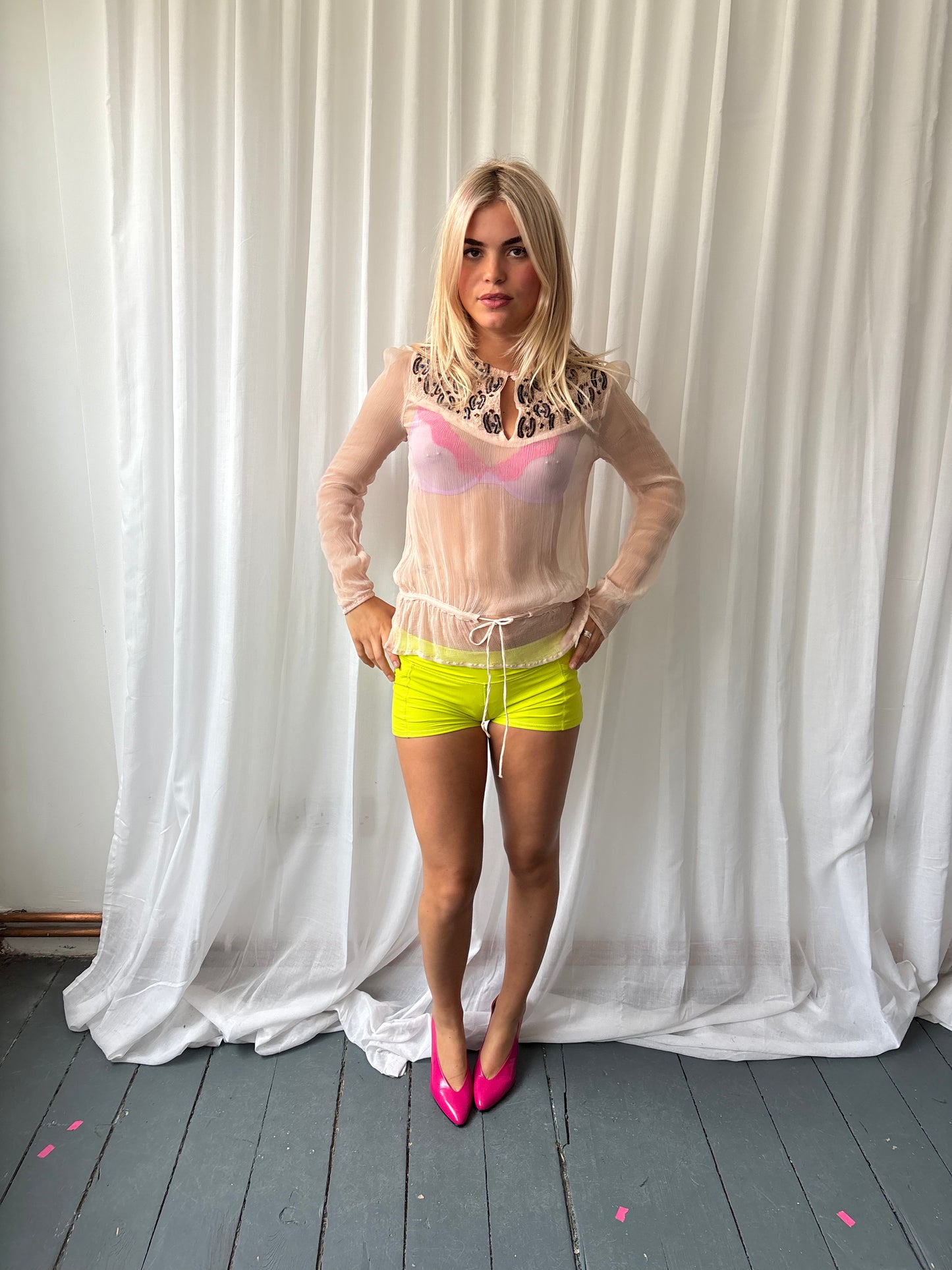 Naf Naf Sheer Pink Top