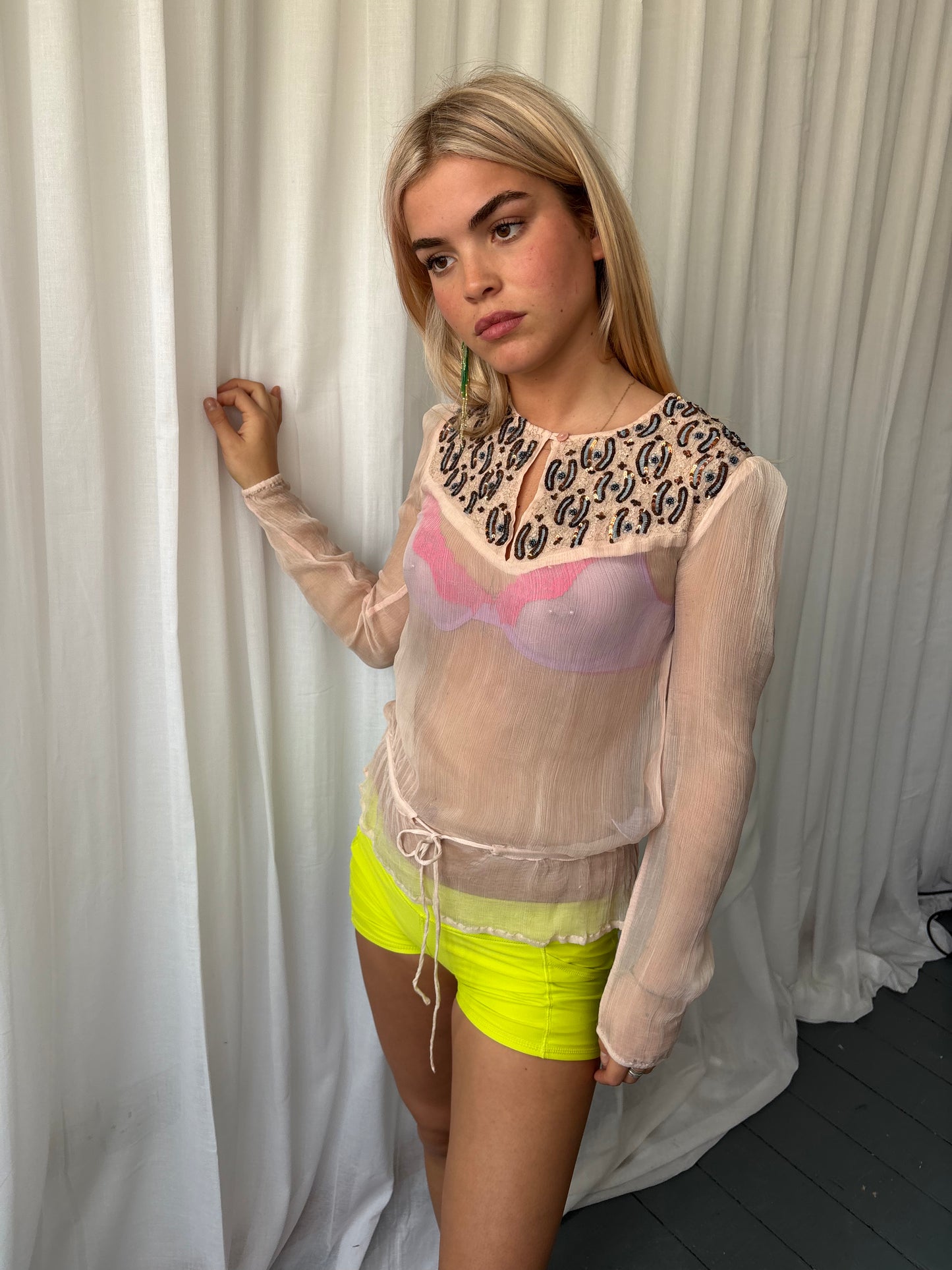Naf Naf Sheer Pink Top