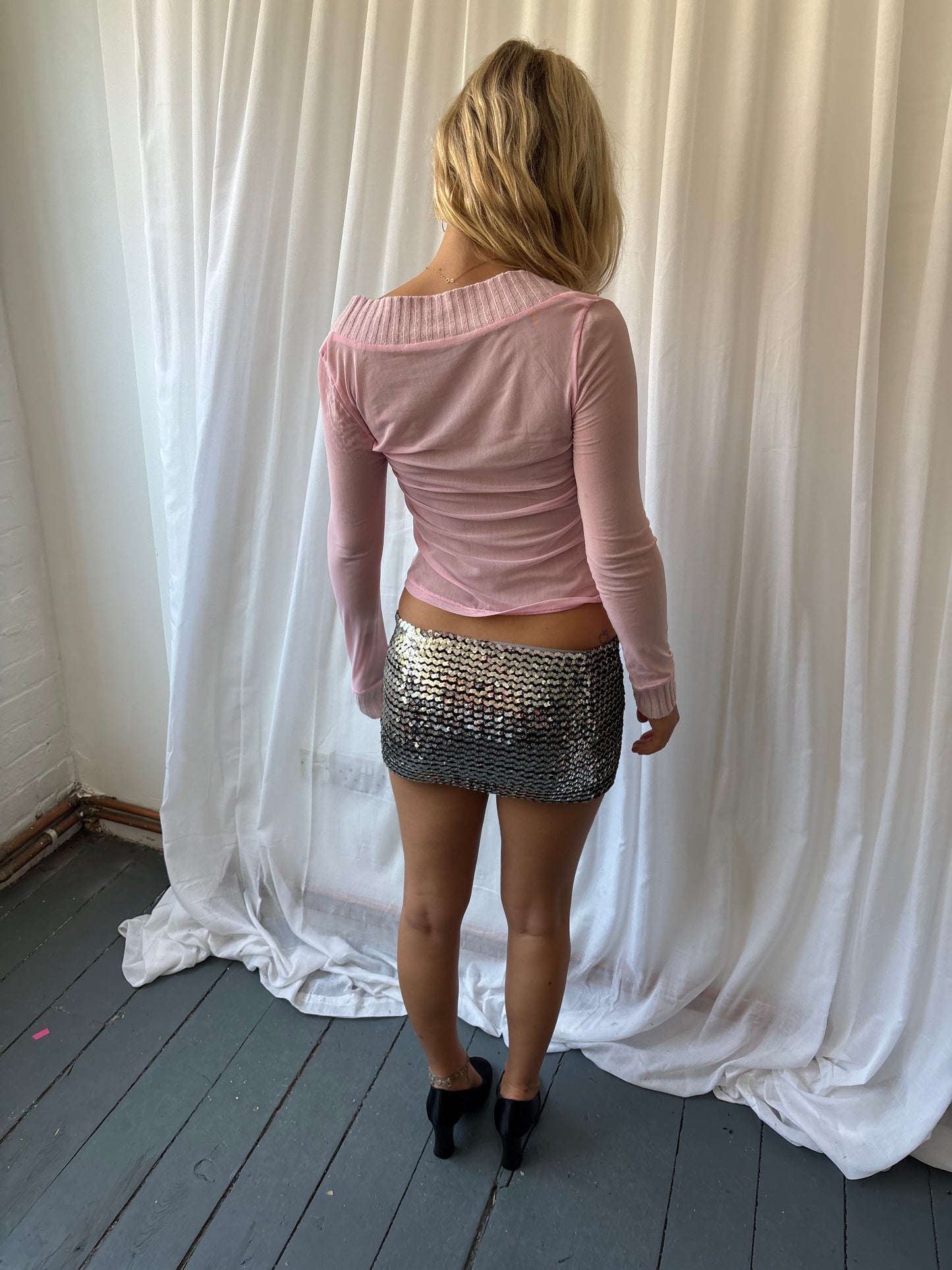 Perte by Krizia Pink Mesh Top