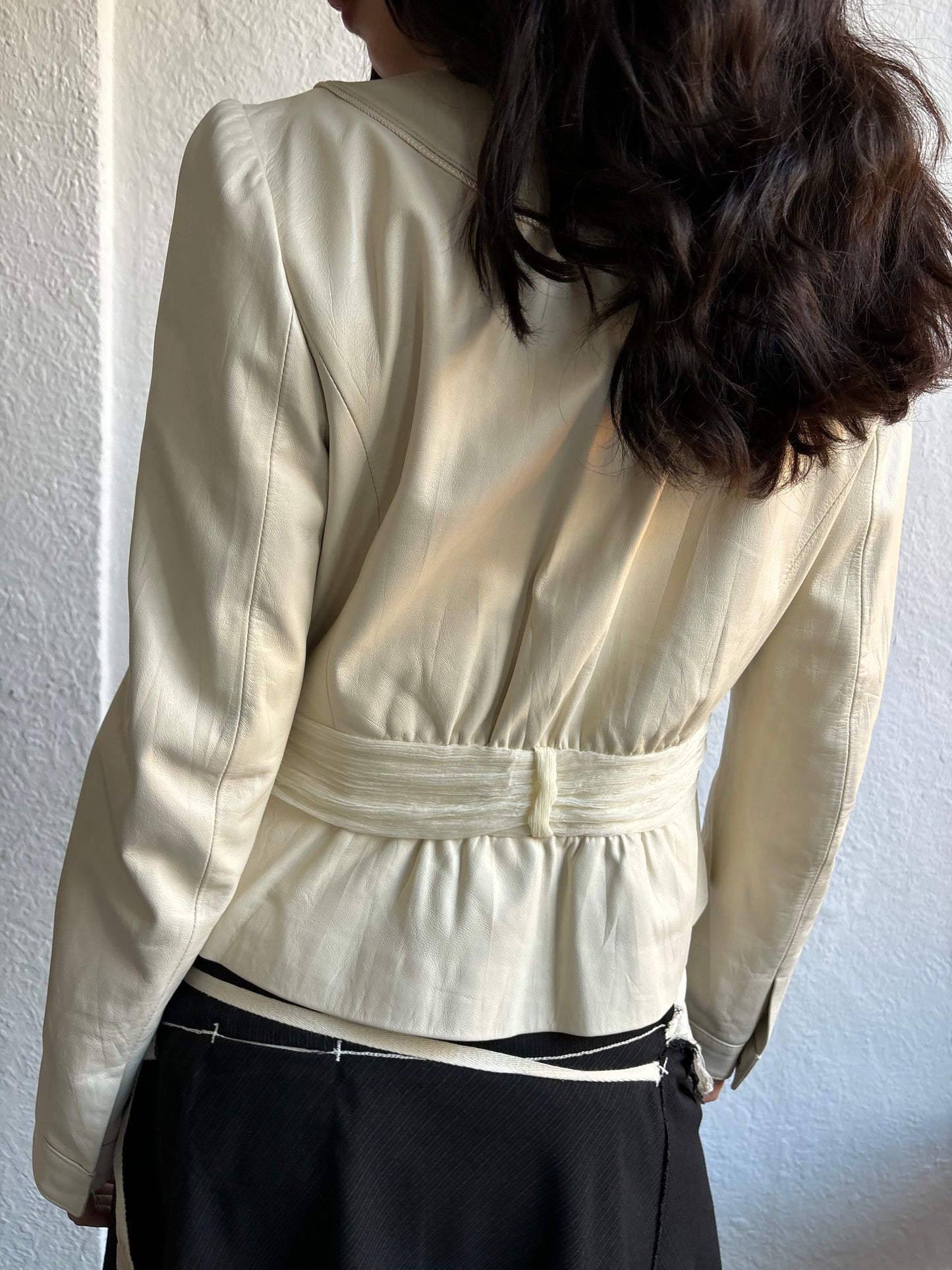 Jesire Cream Leather Jacket