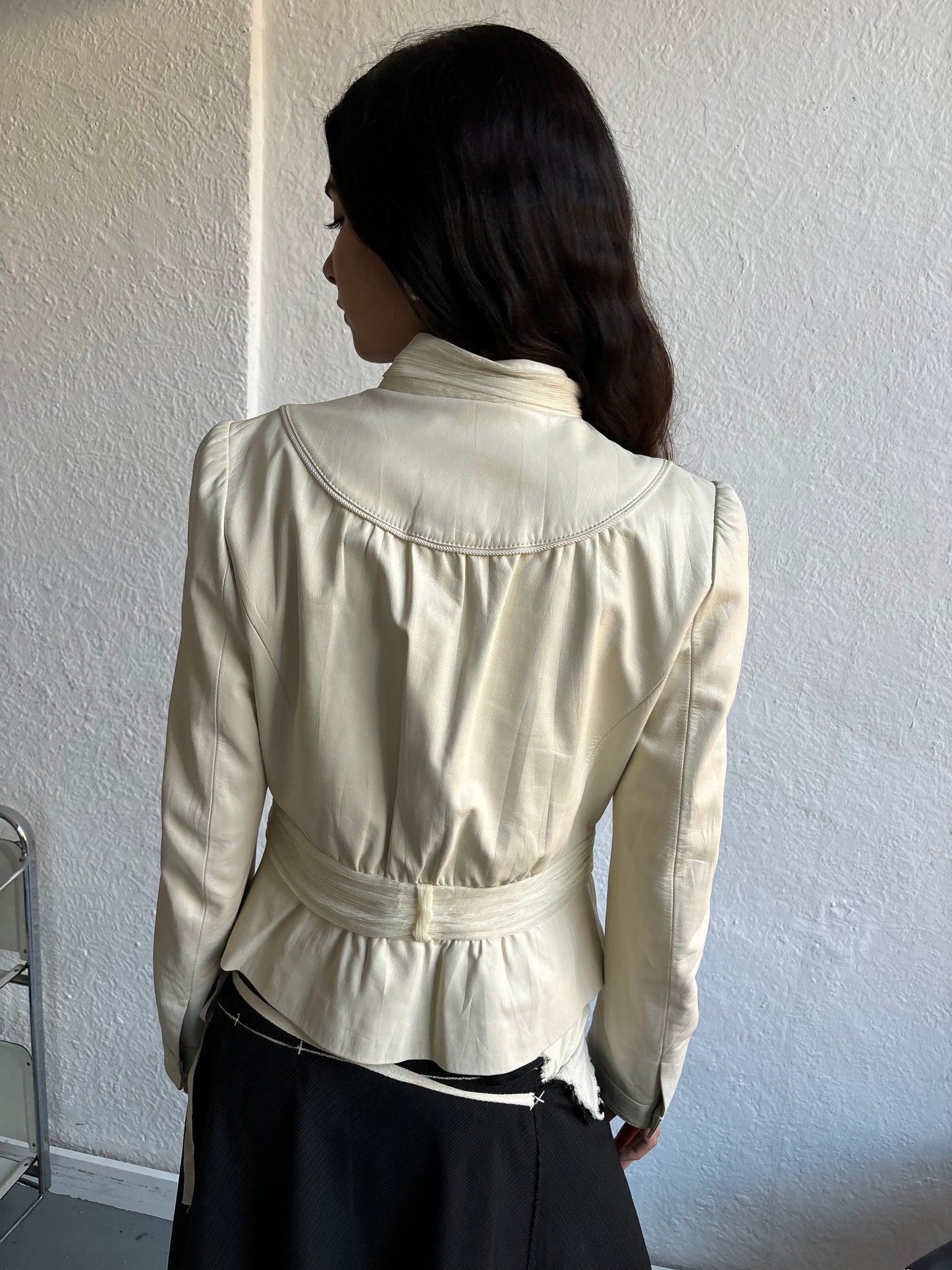 Jesire Cream Leather Jacket