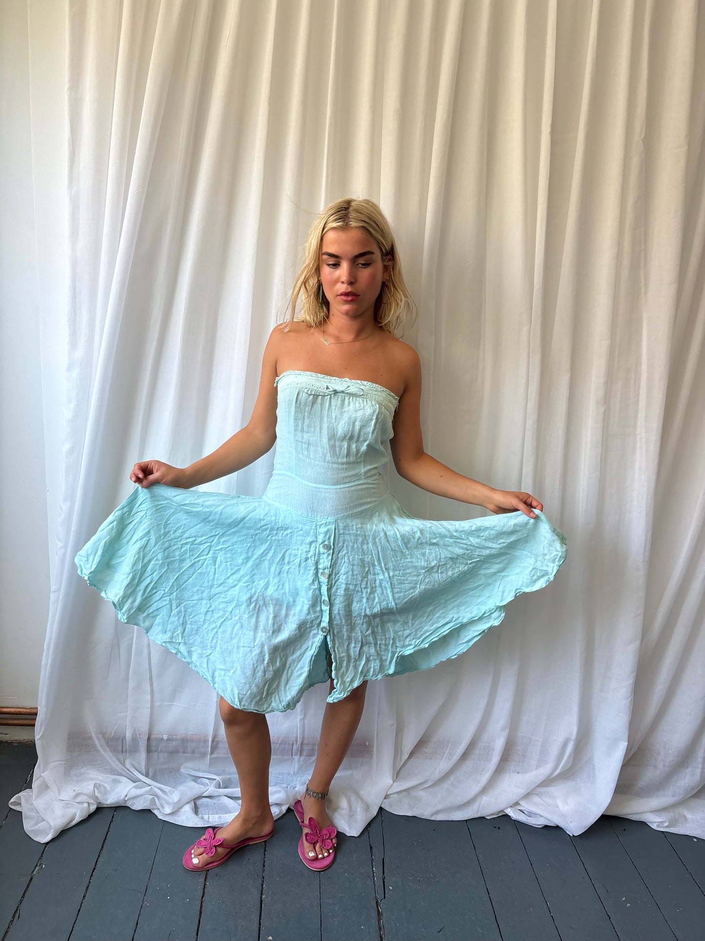 Rinascimento Aqua Linen Dress