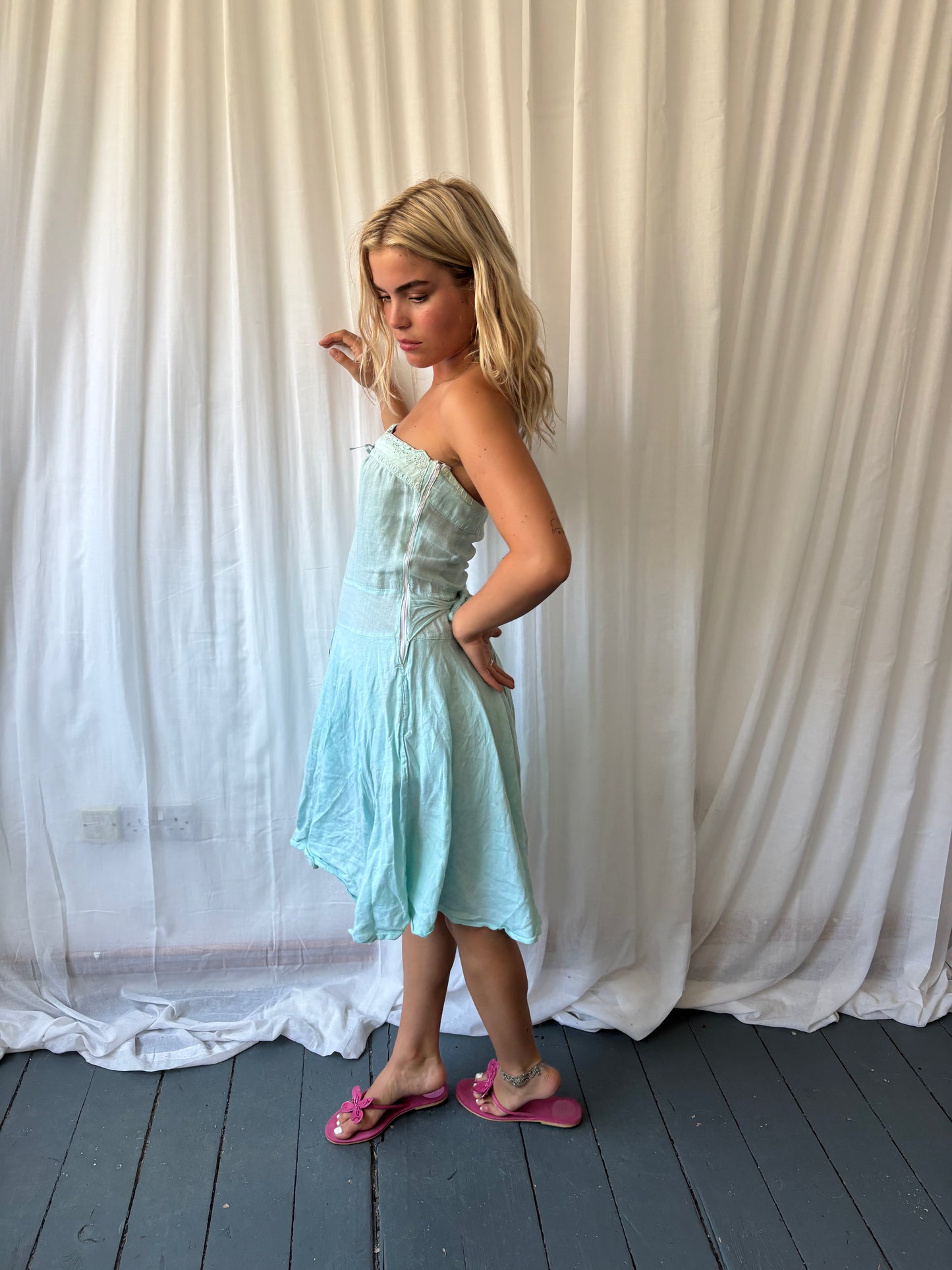 Rinascimento Aqua Linen Dress