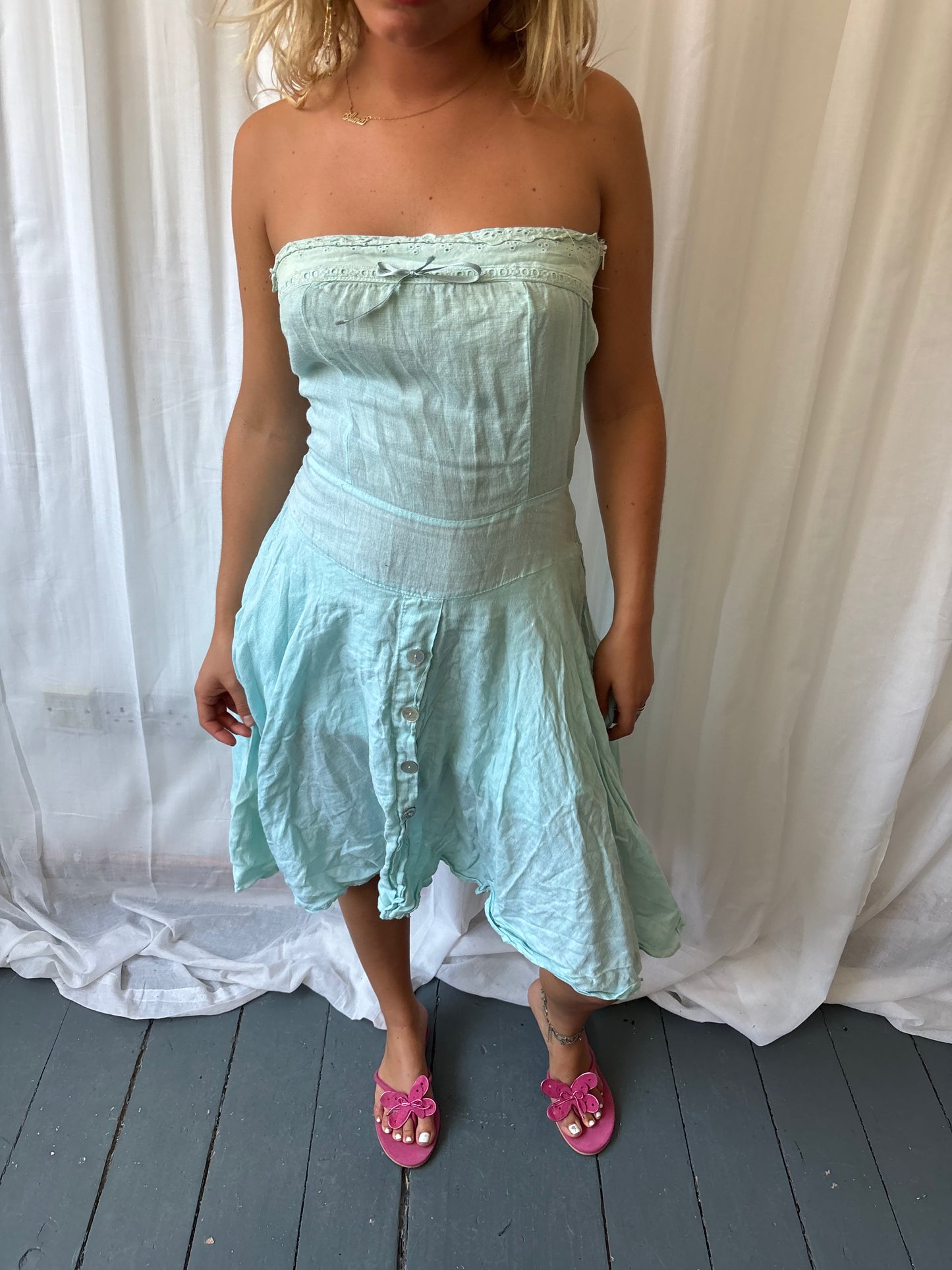Rinascimento Aqua Linen Dress