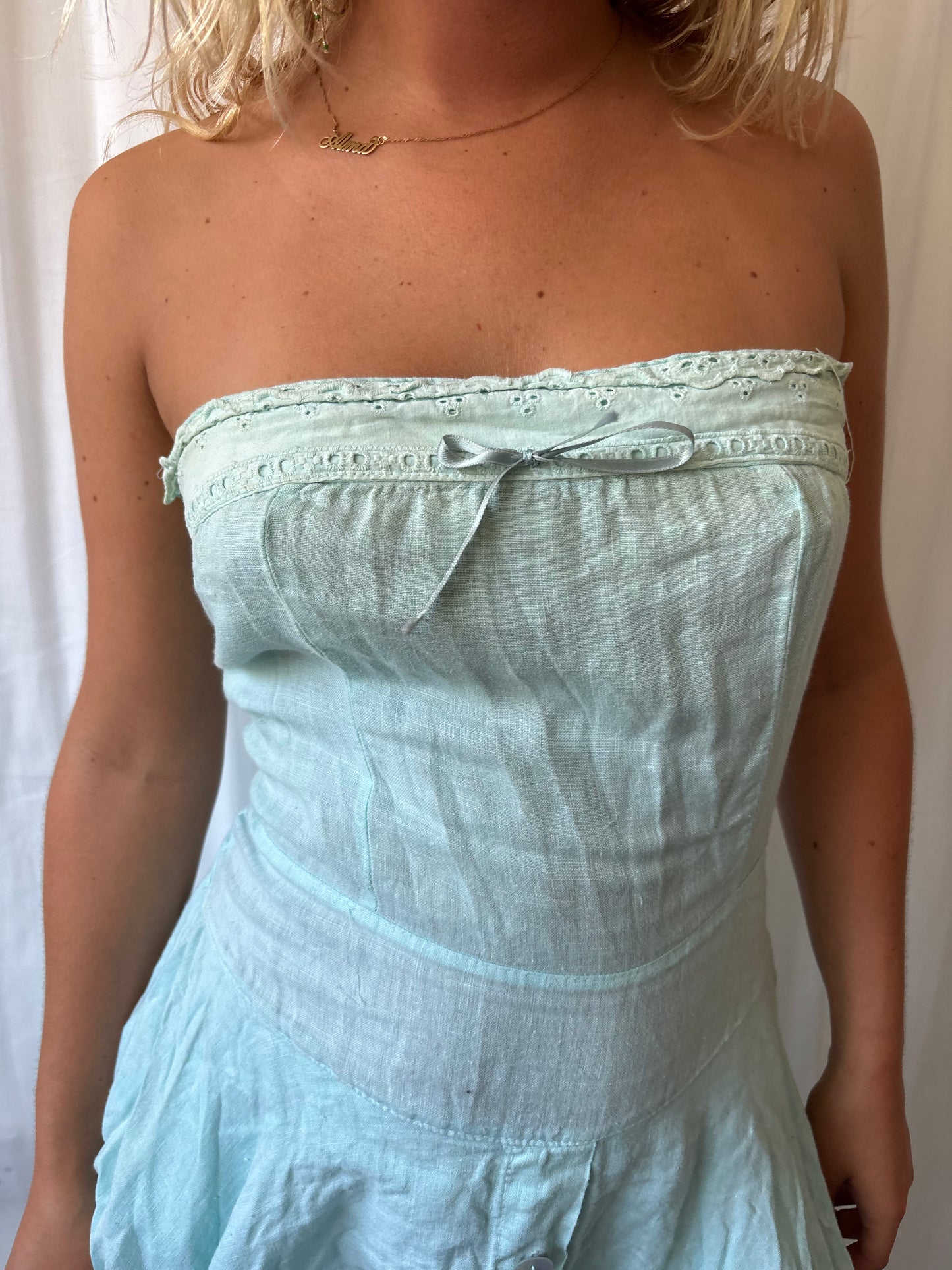 Rinascimento Aqua Linen Dress