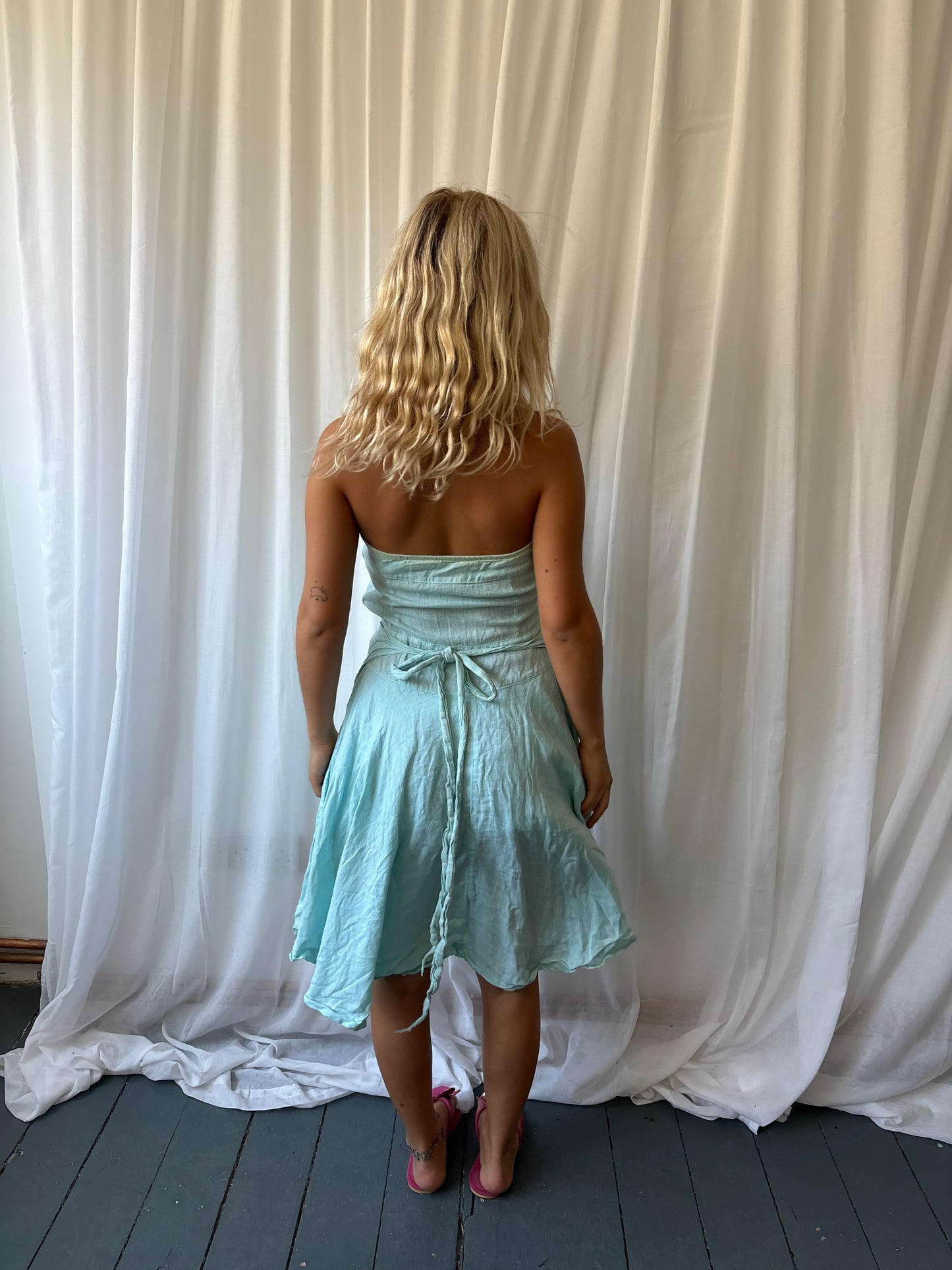 Rinascimento Aqua Linen Dress