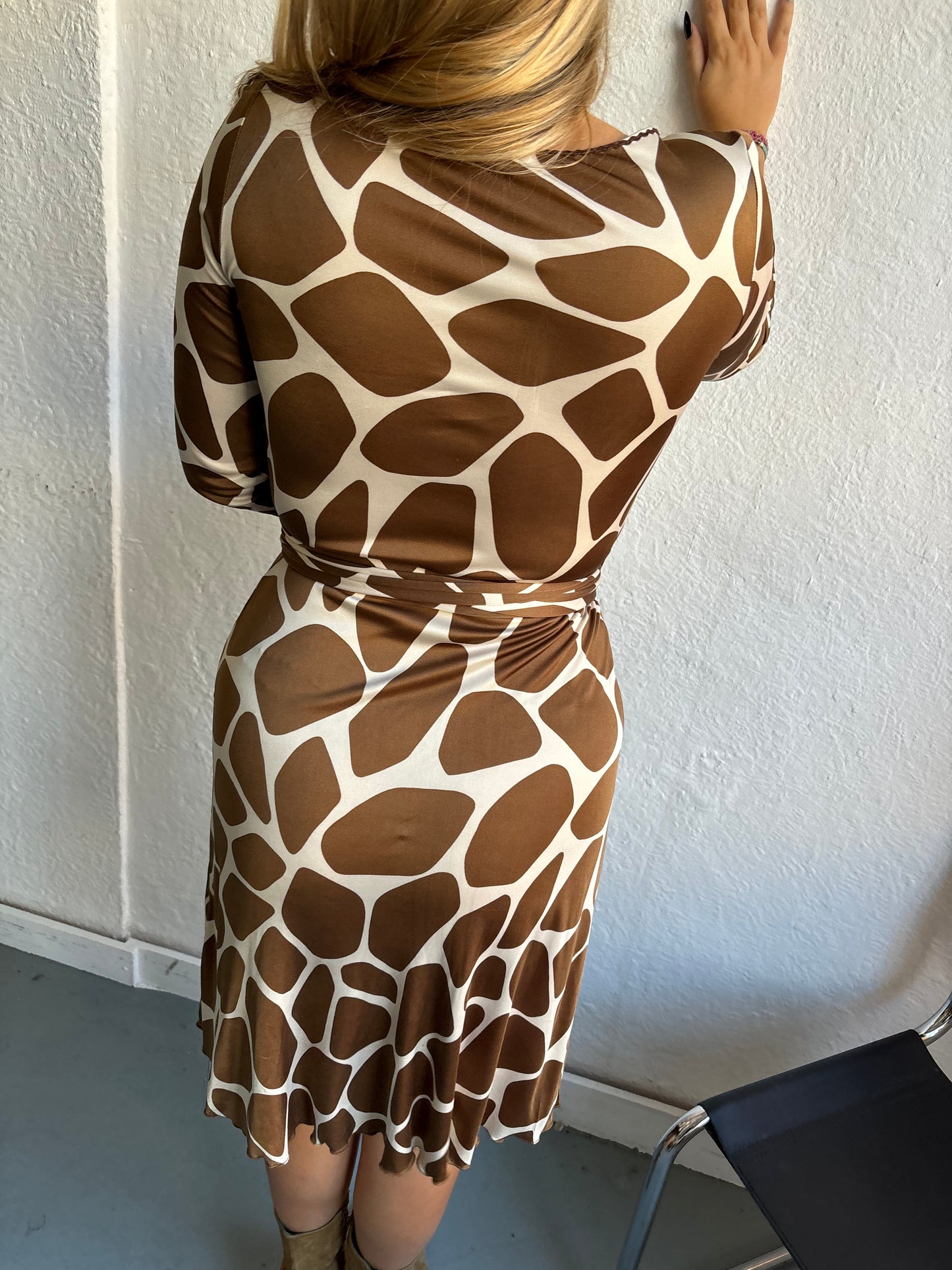 Moschino Giraffe Print Wrap Dress