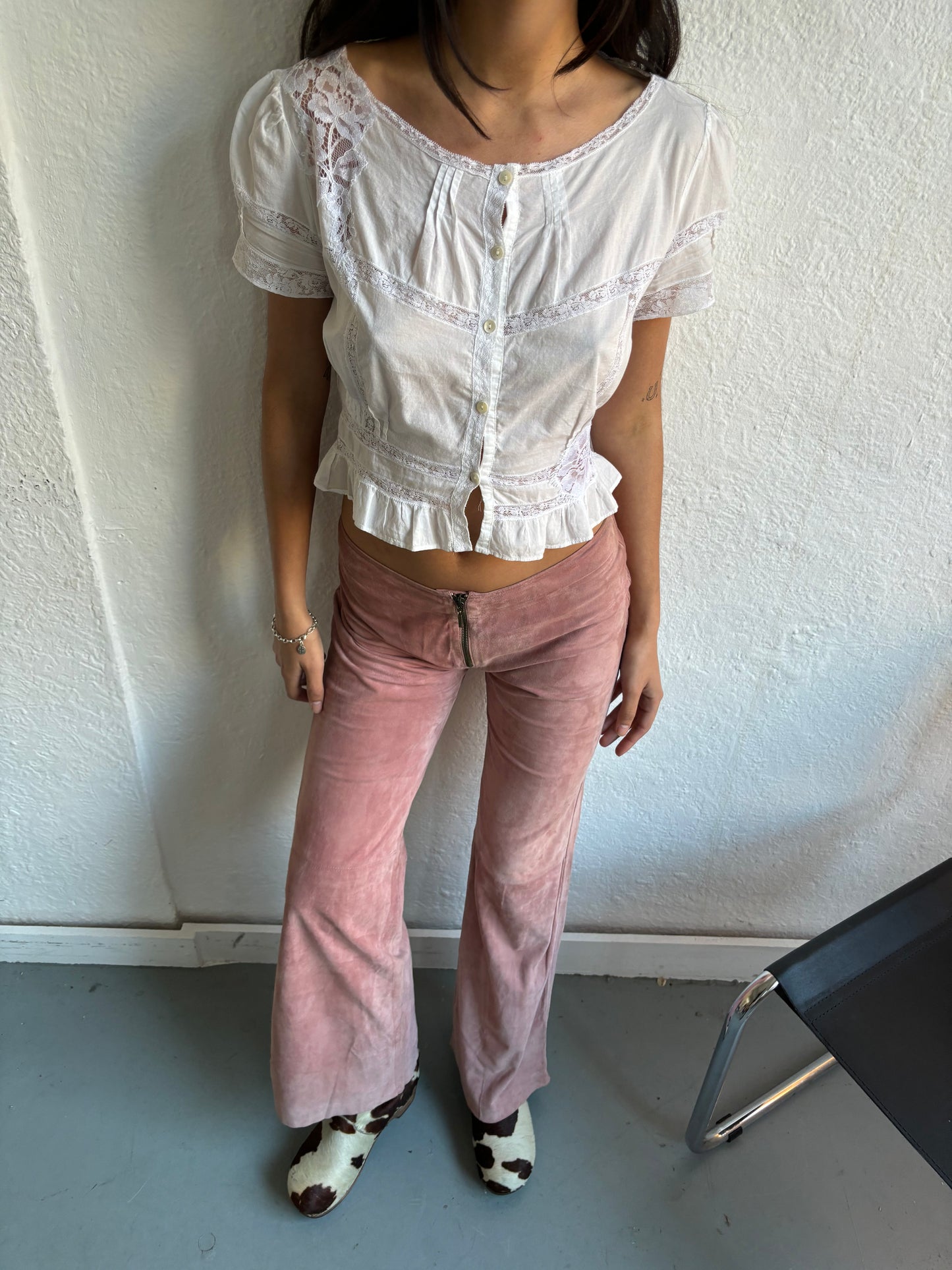 Plein Sud Pink Suede Trousers