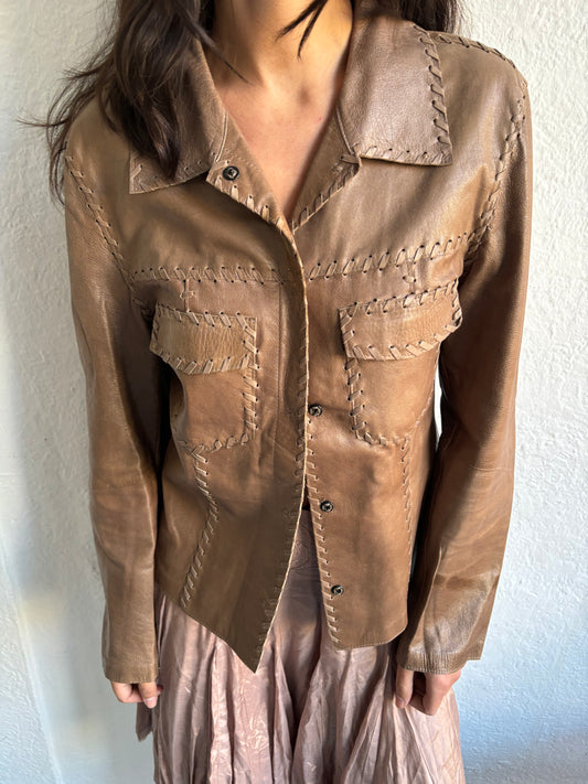 Luisa Cerano Brown Leather Jacket