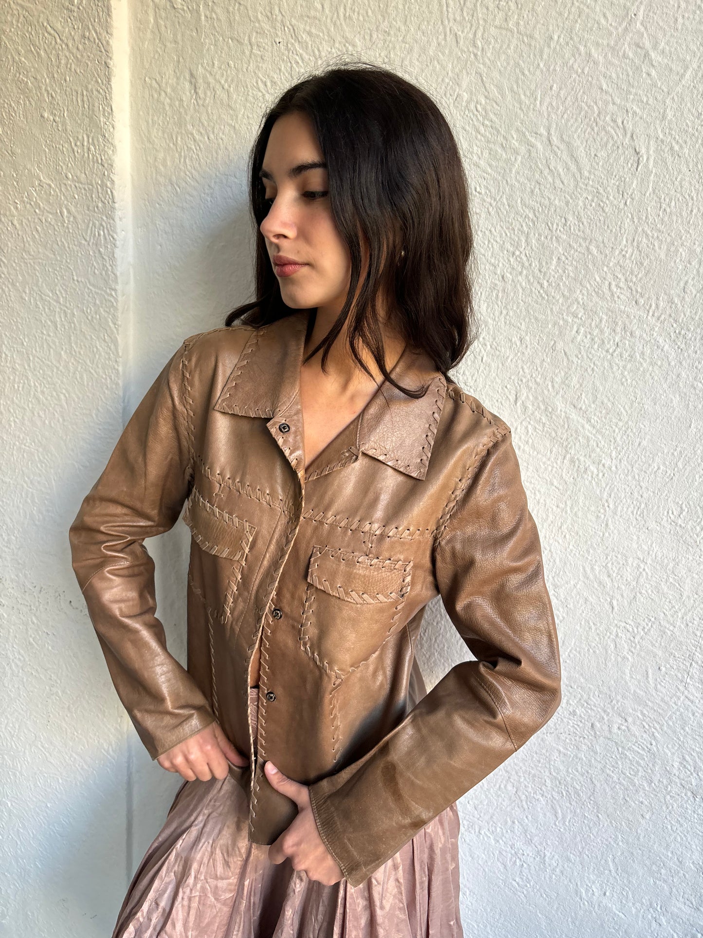 Luisa Cerano Brown Leather Jacket