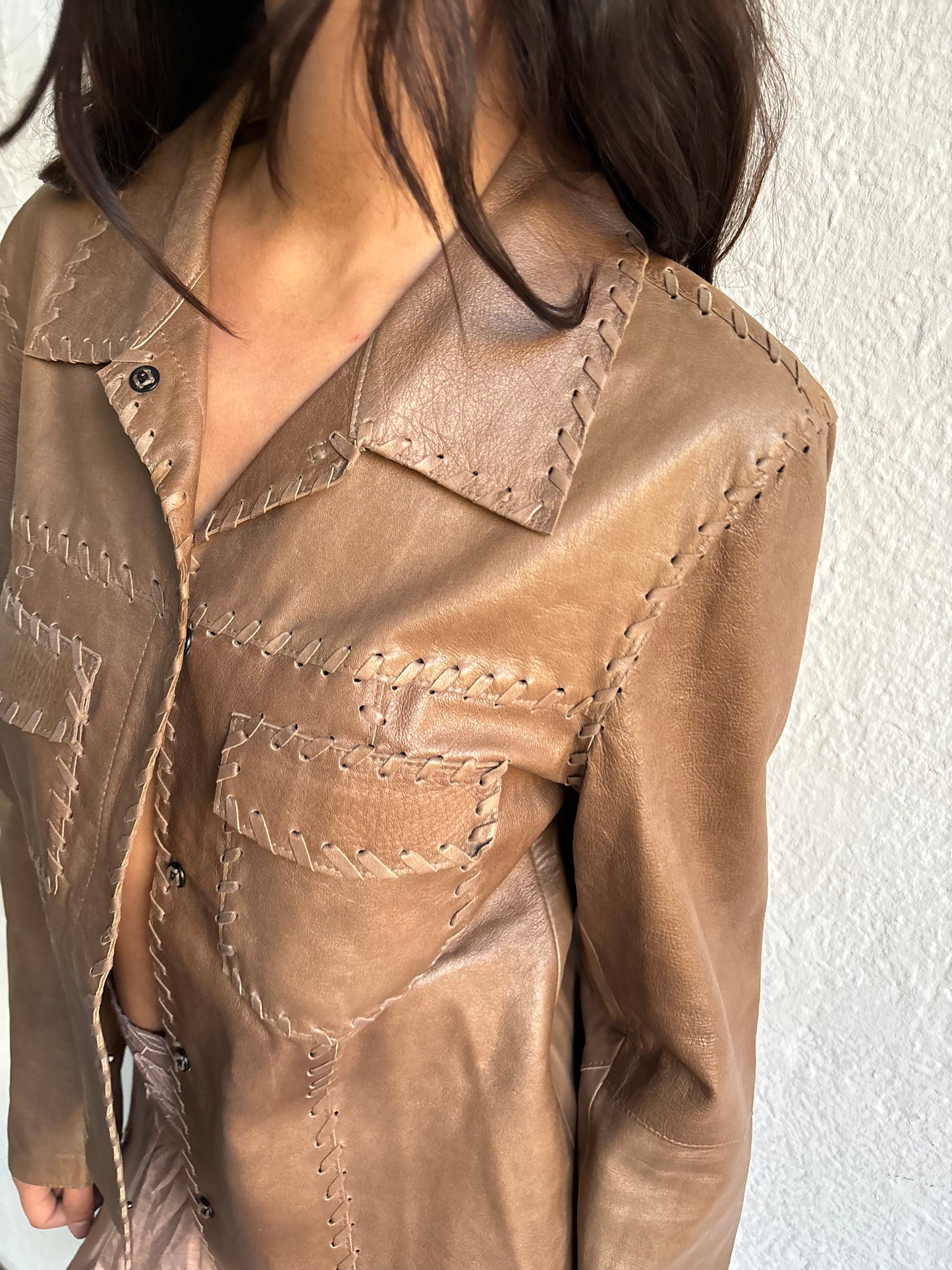 Luisa Cerano Brown Leather Jacket