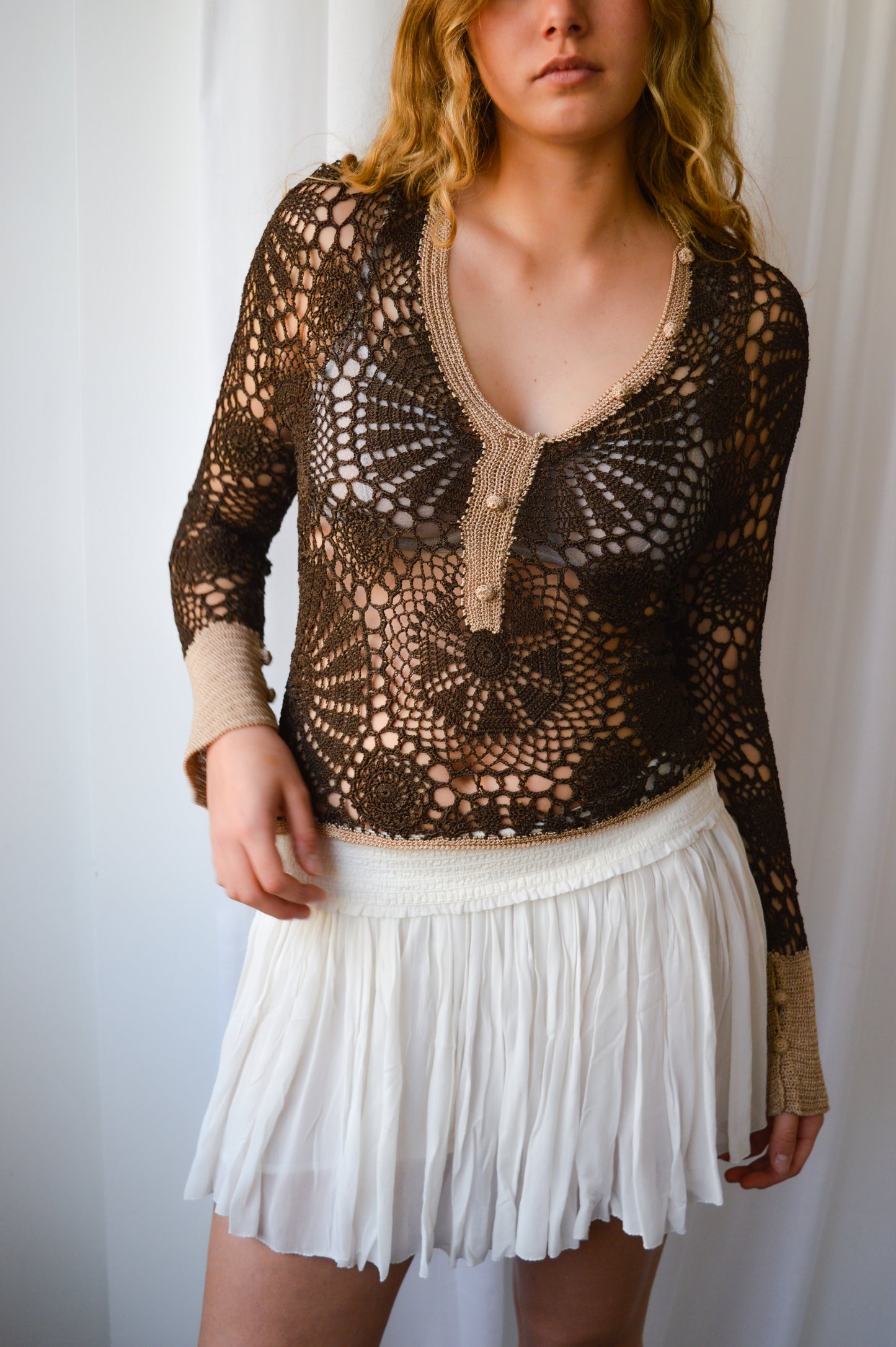 Karen Millen Brown Crochet Top
