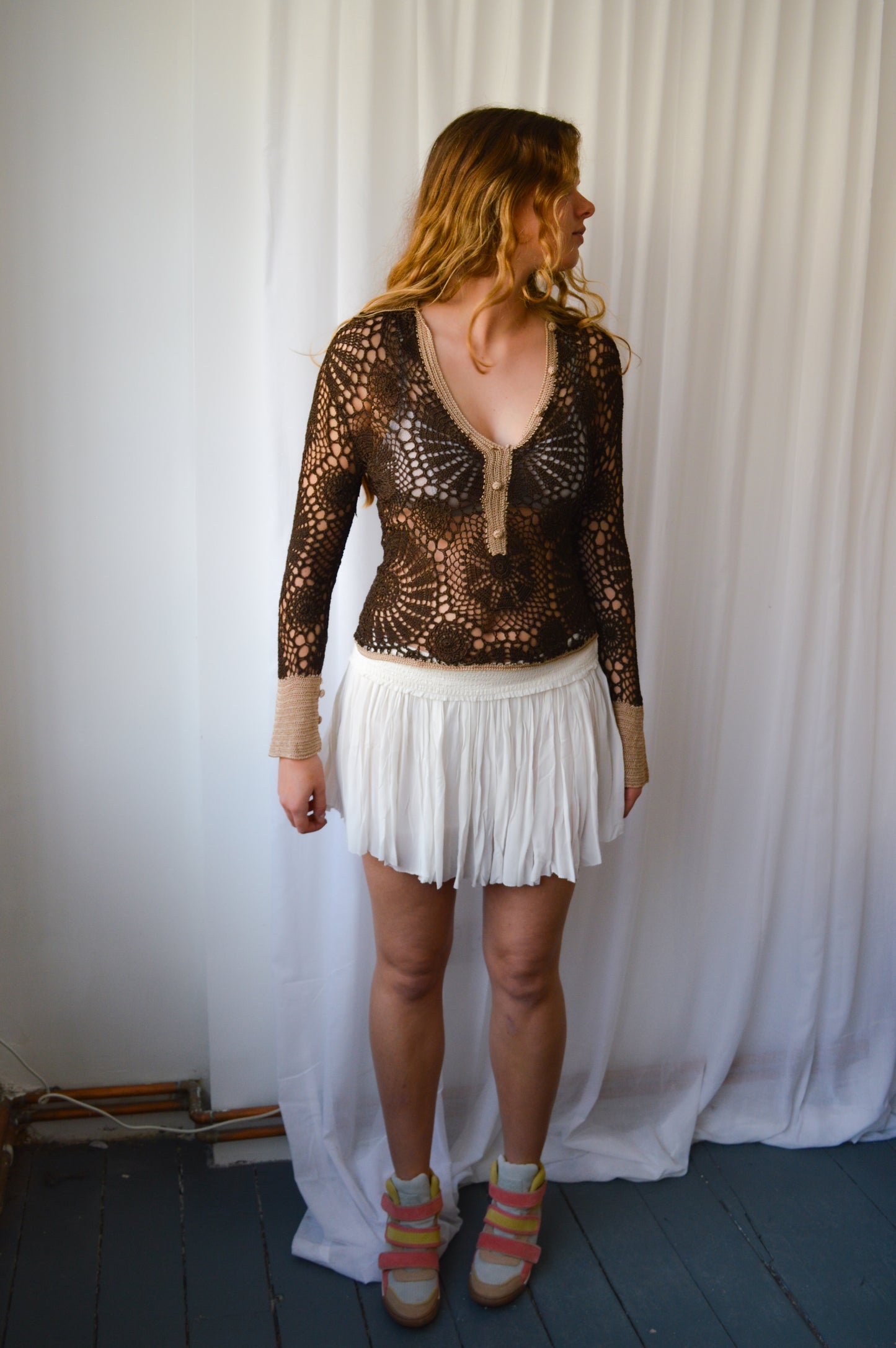 Karen Millen Brown Crochet Top