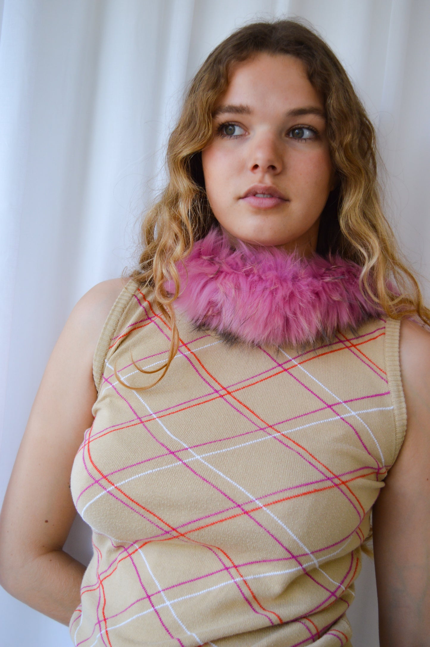 Sisley Beige Argyle Knit Vest